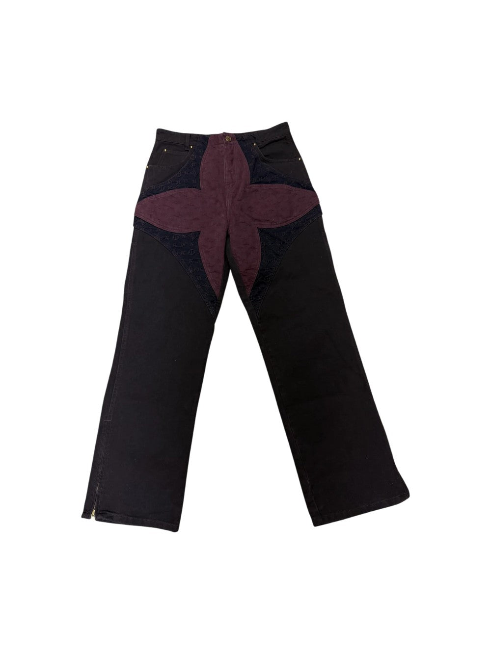 Louis Vuitton Floral Denim Burgundy Jeans