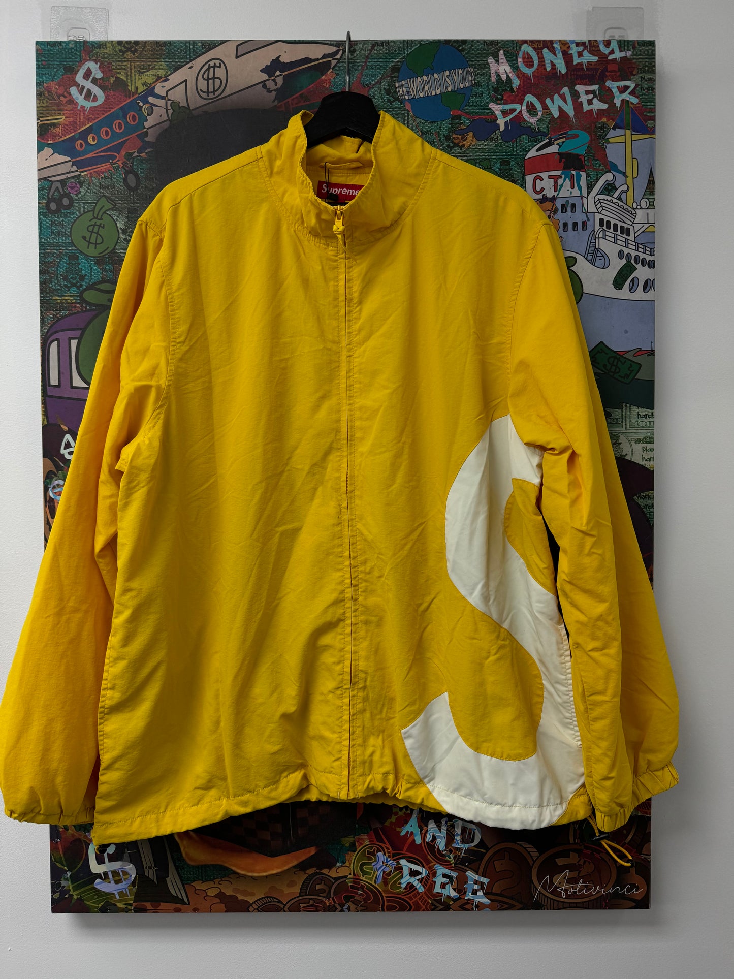Supreme S White Yellow Logo Wind Breaker Used Large N/A