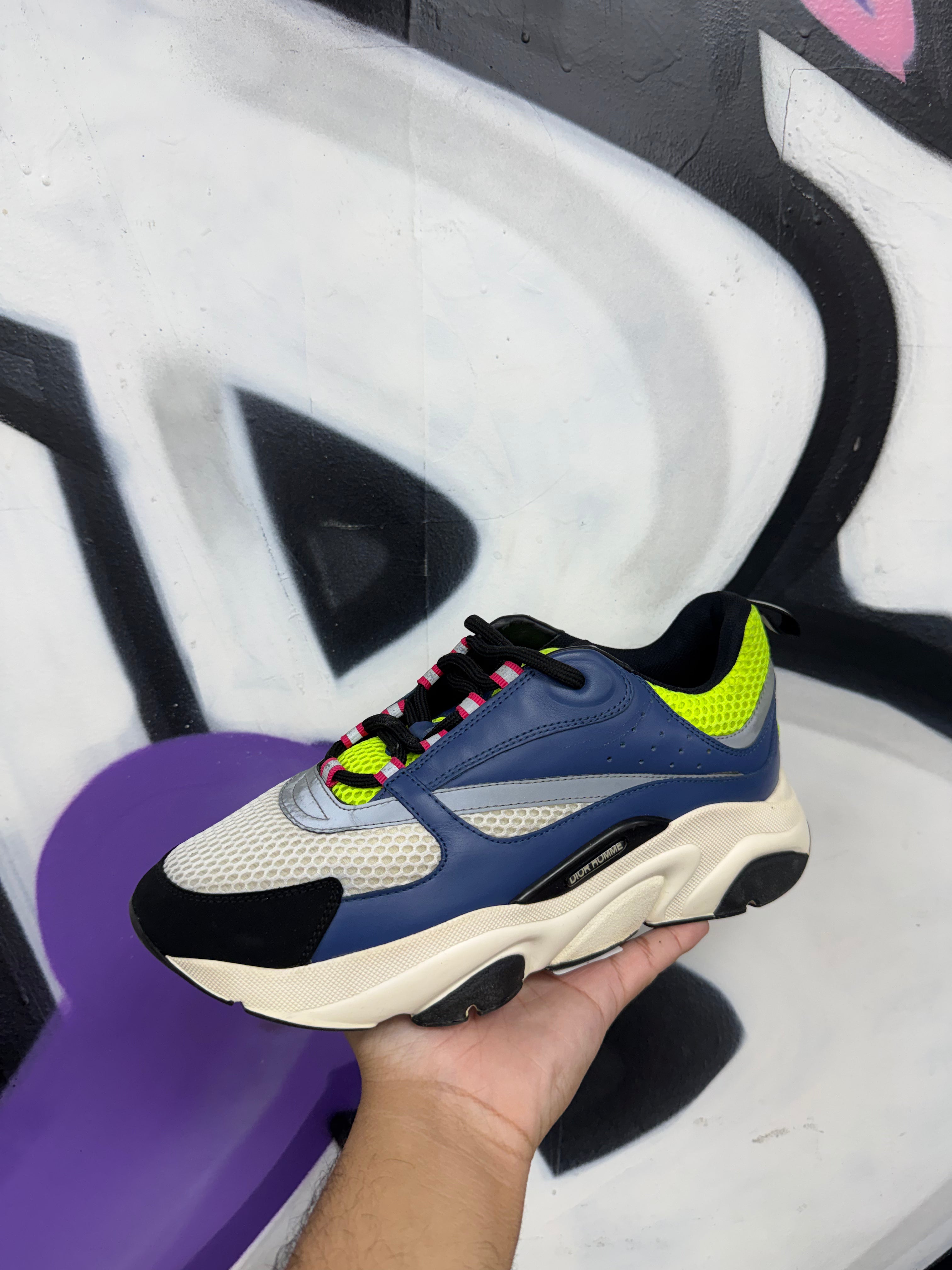 Dior B22 Blue Lime Pink Sneakers