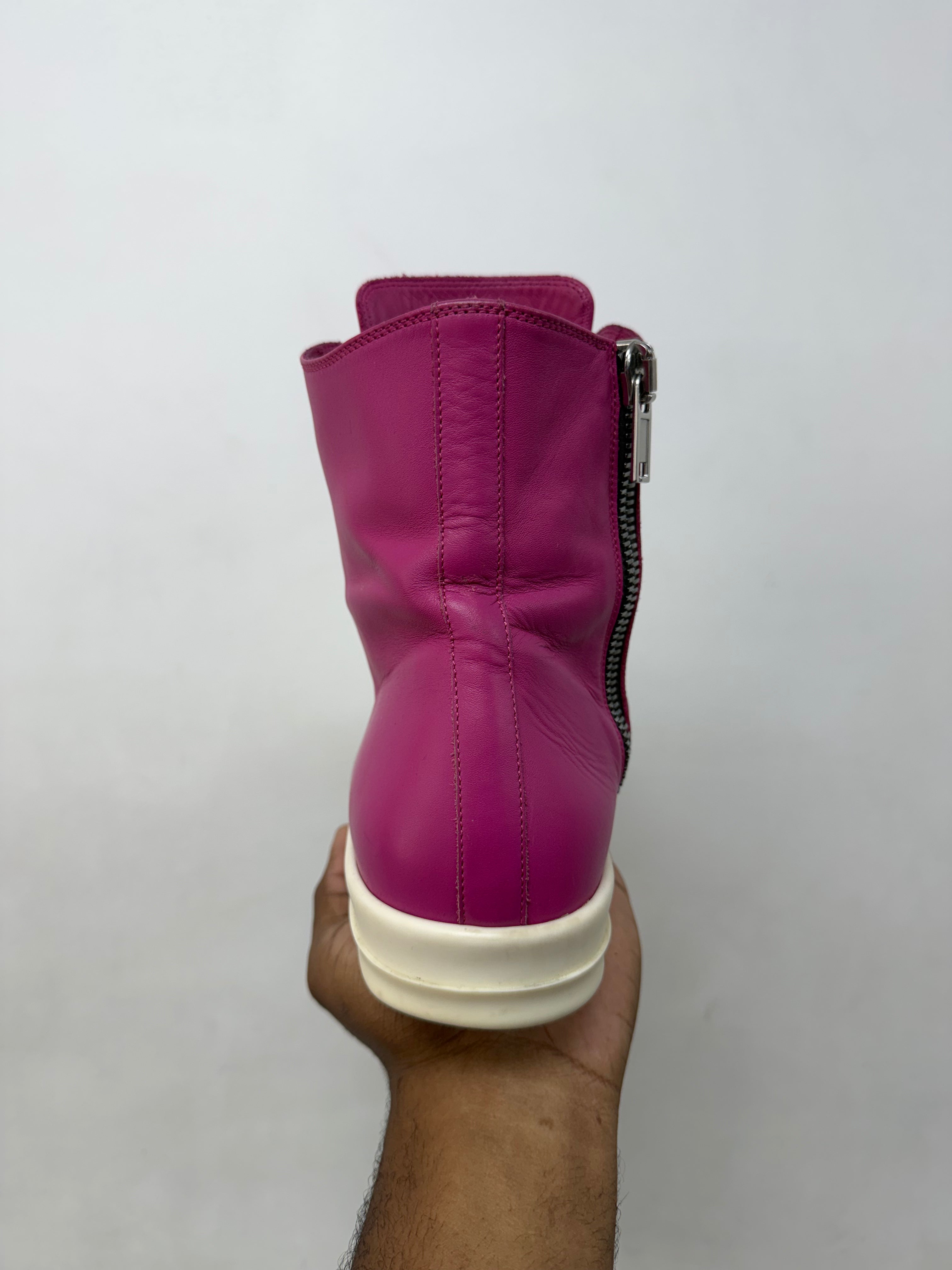 Rick Owens Hot Pink 'Mainline' Jumbo Lace Ramone High Sneakers