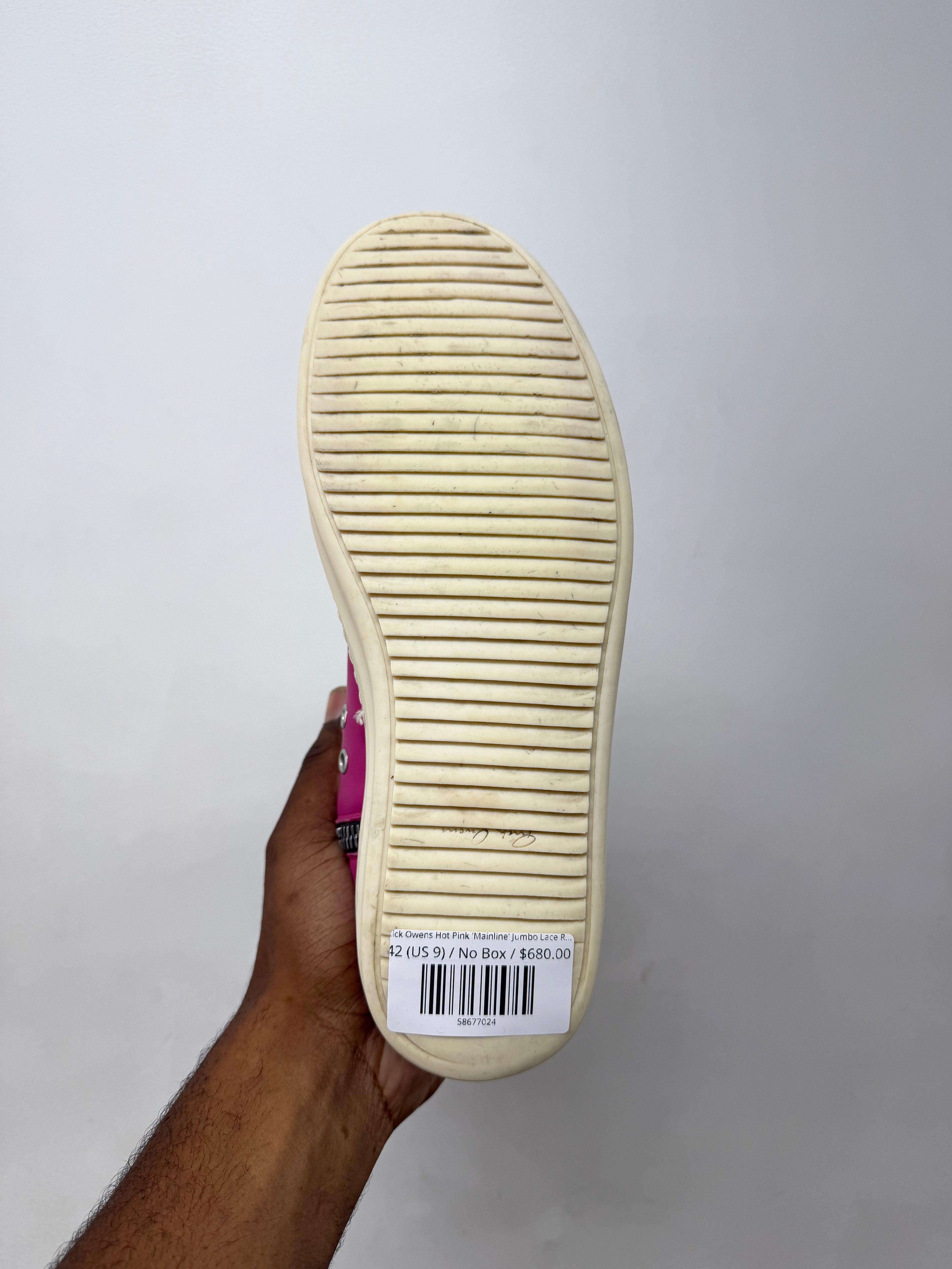 Rick Owens Hot Pink 'Mainline' Jumbo Lace Ramone High Sneakers