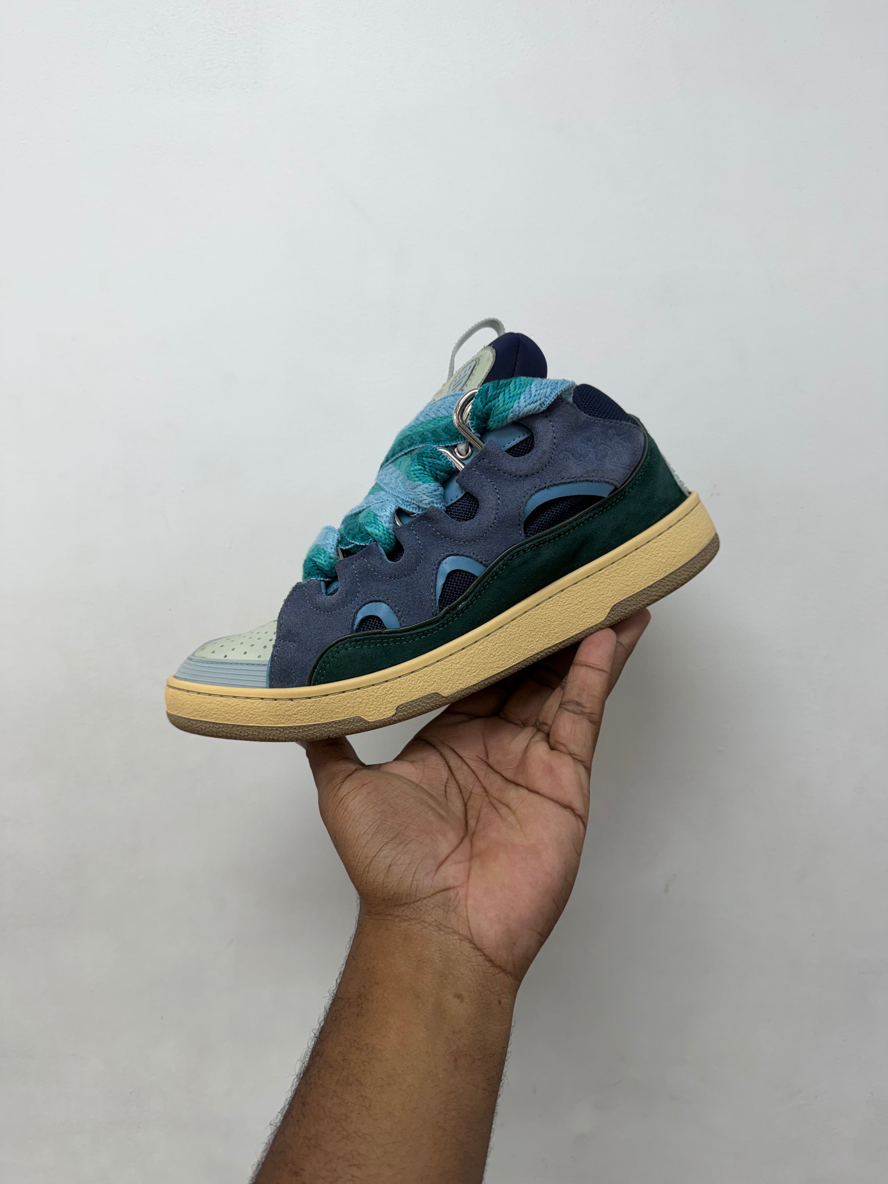 Lanvin Curb Teal Blue Sneakers