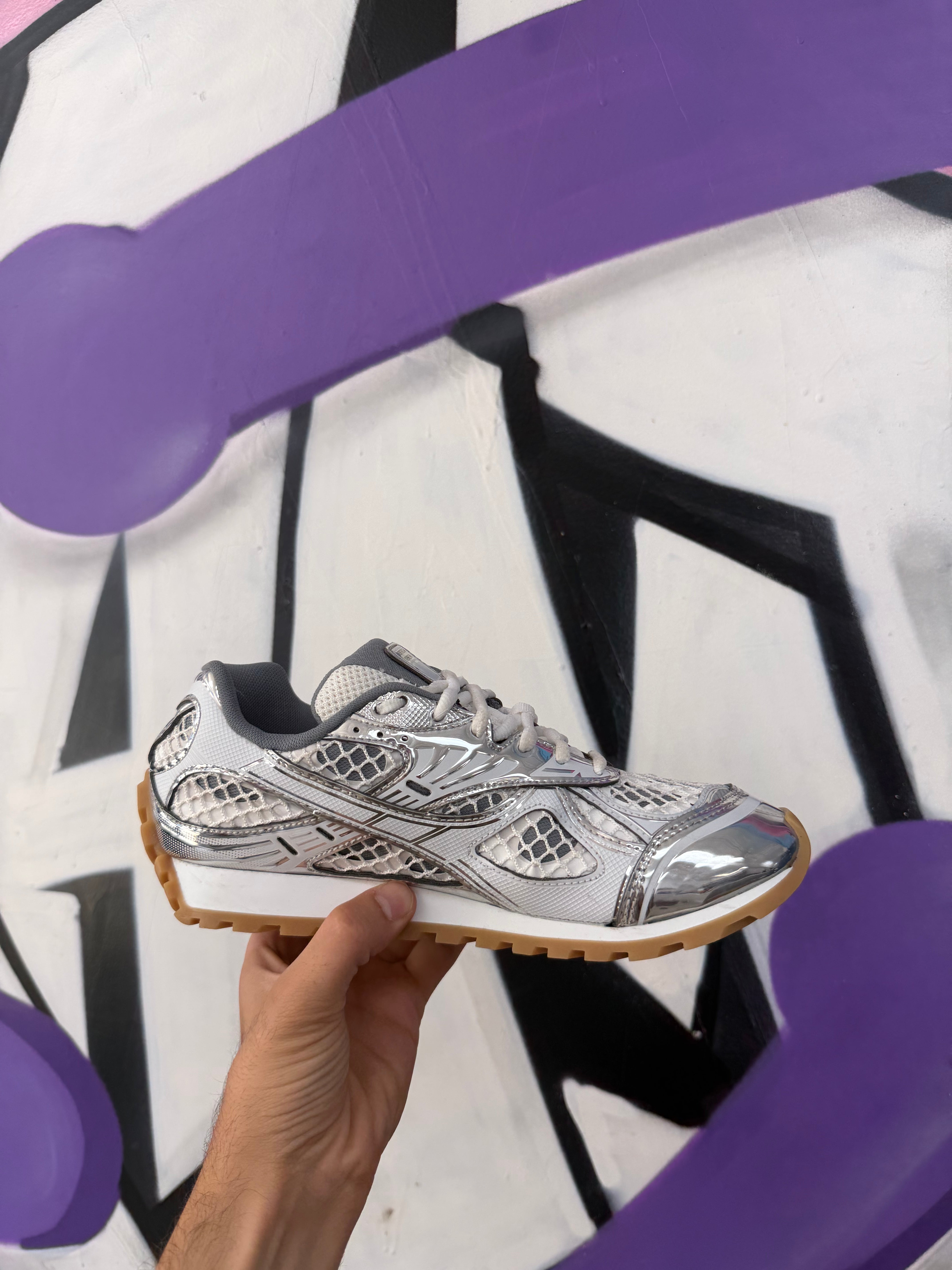 Bottega Veneta White Silver Sneakers