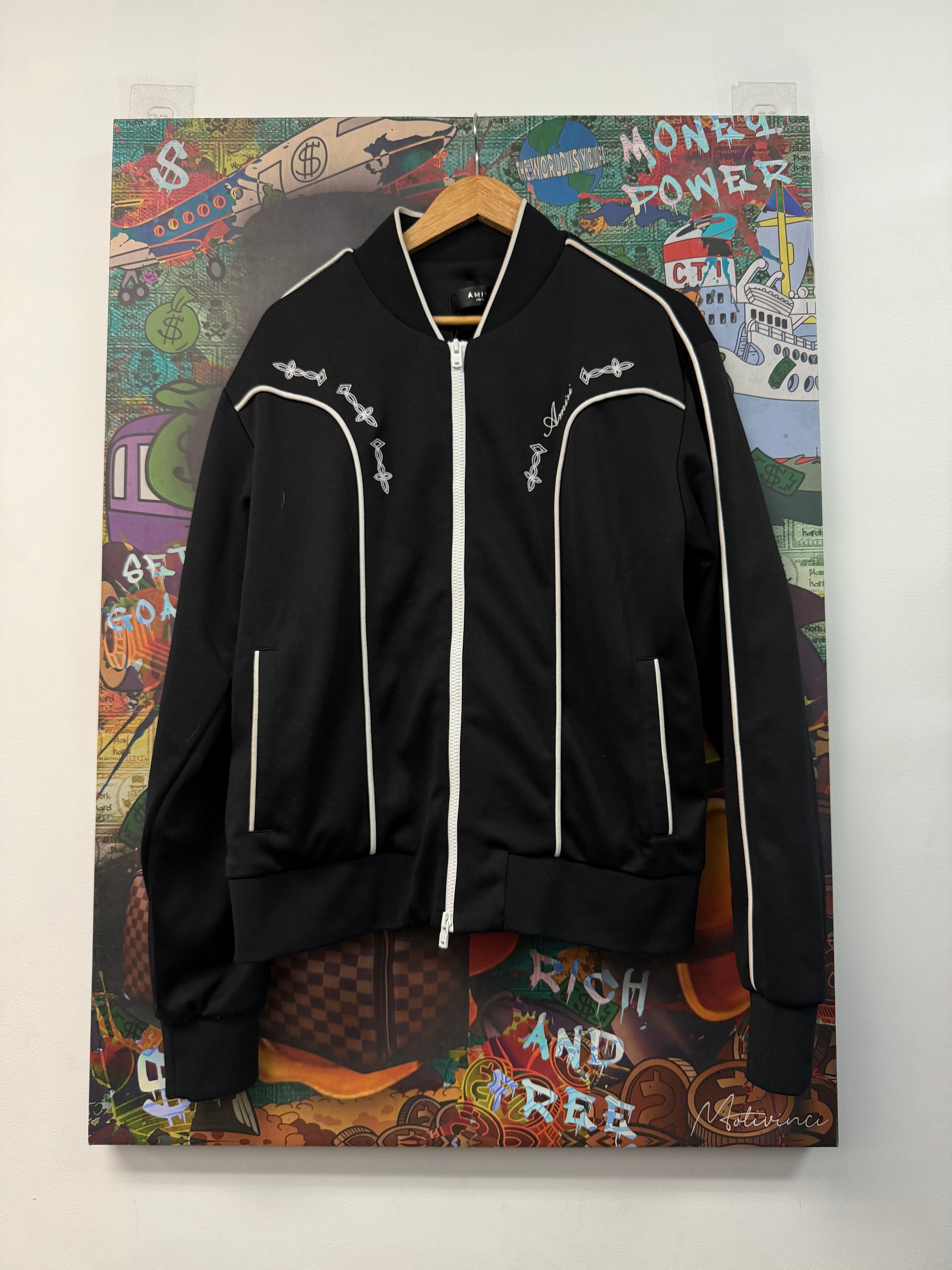 Amiri Track  Jacket Black White Stripe Hoodie