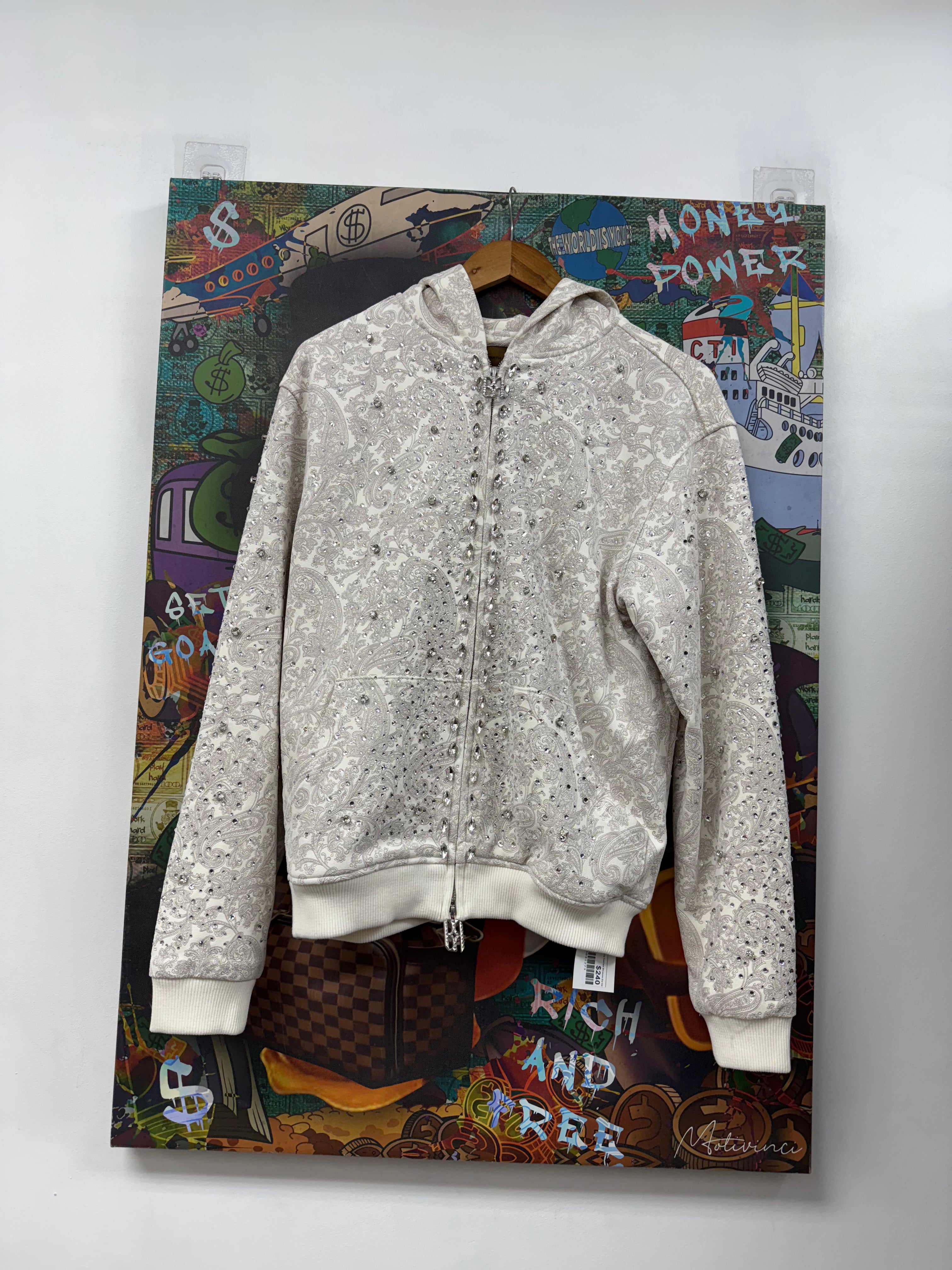 Birth Of A Royal Child White Cashew Blossom Zip Up