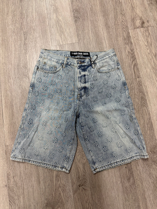 LOST SHDWS Embossed Blue Shorts