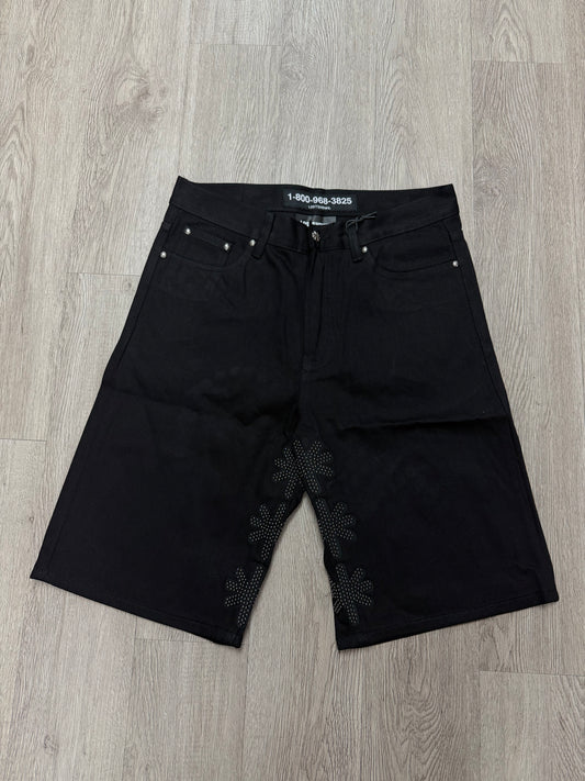 LOST SHDWS Studded Black Jean Shorts