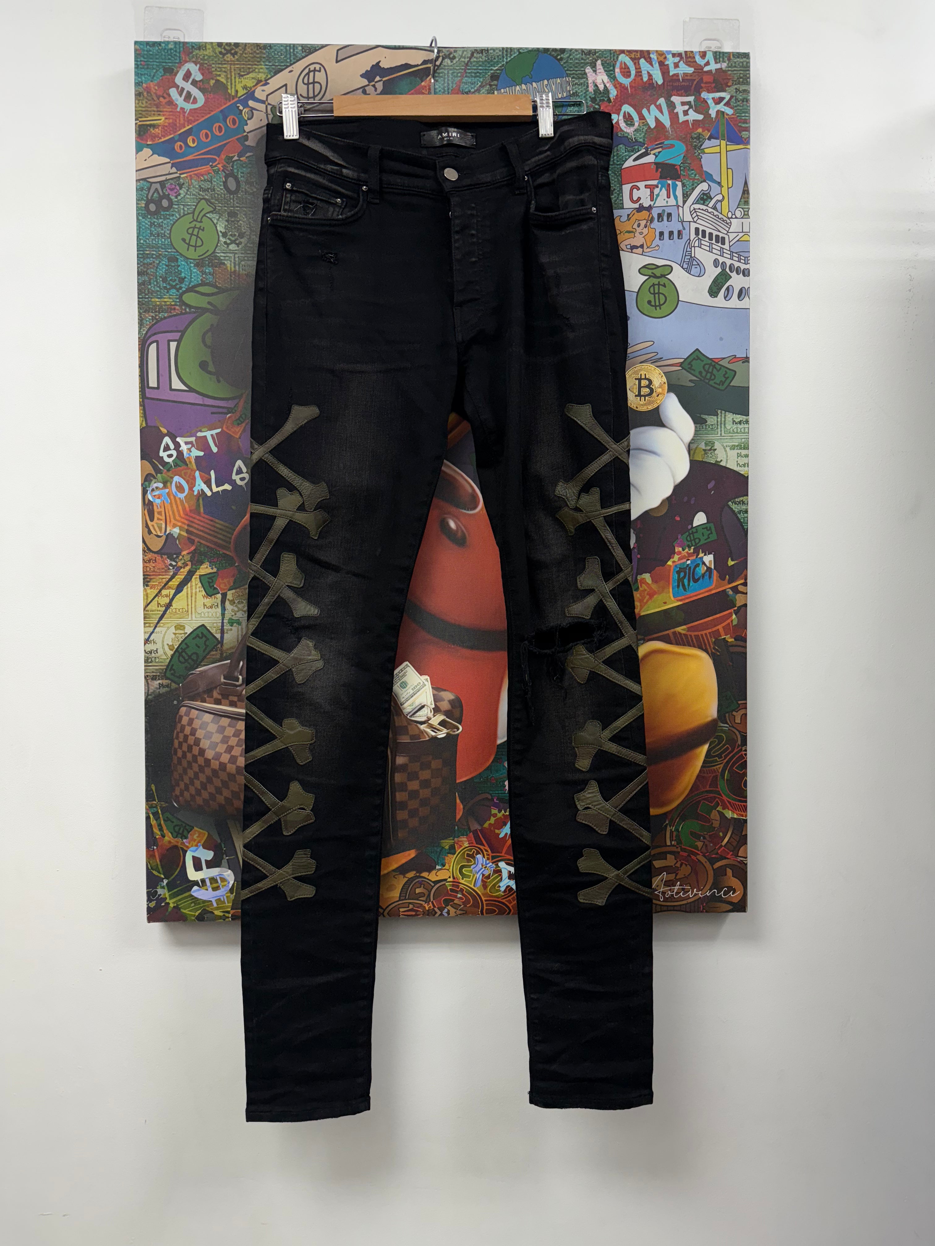 Amiri Black Camo Bone Jeans