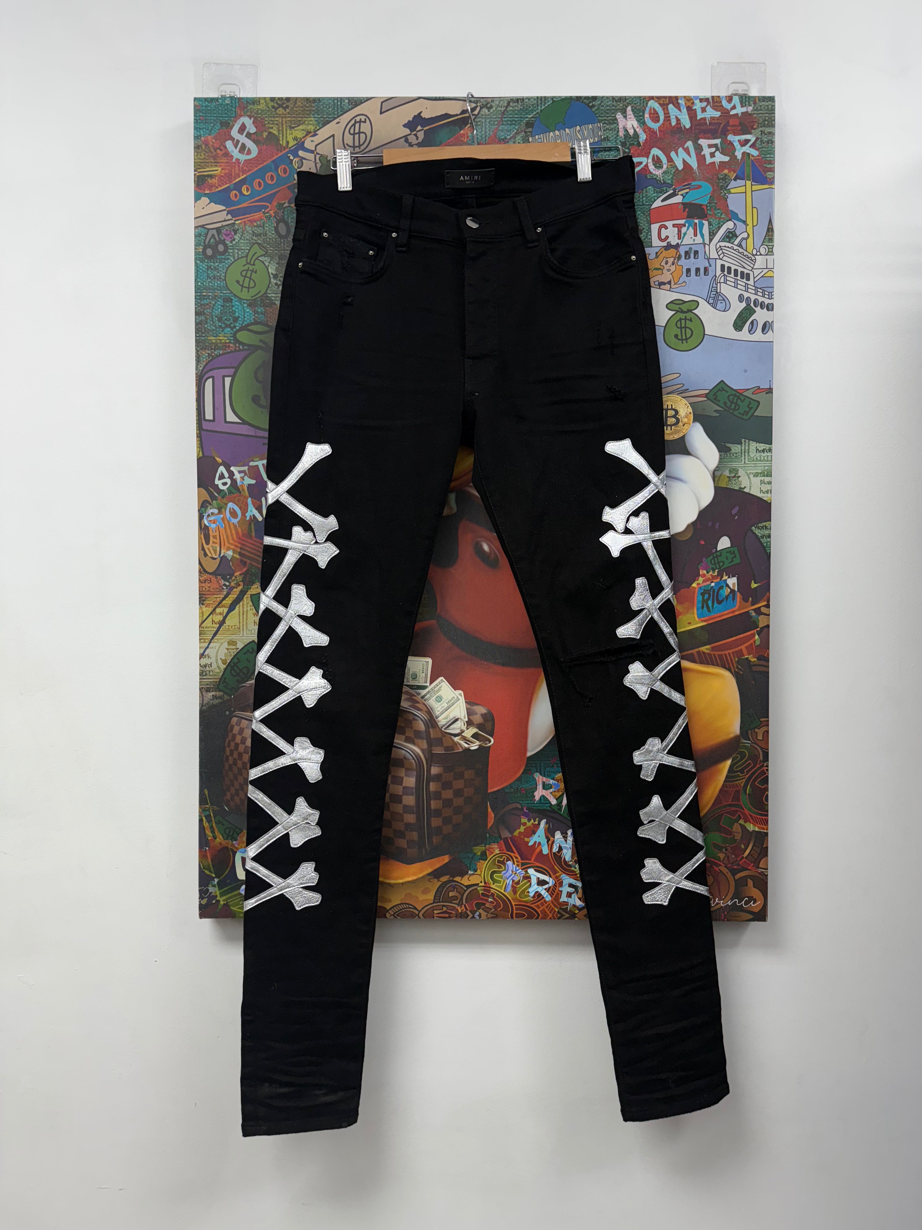 Amiri Black Silver Bone Jeans
