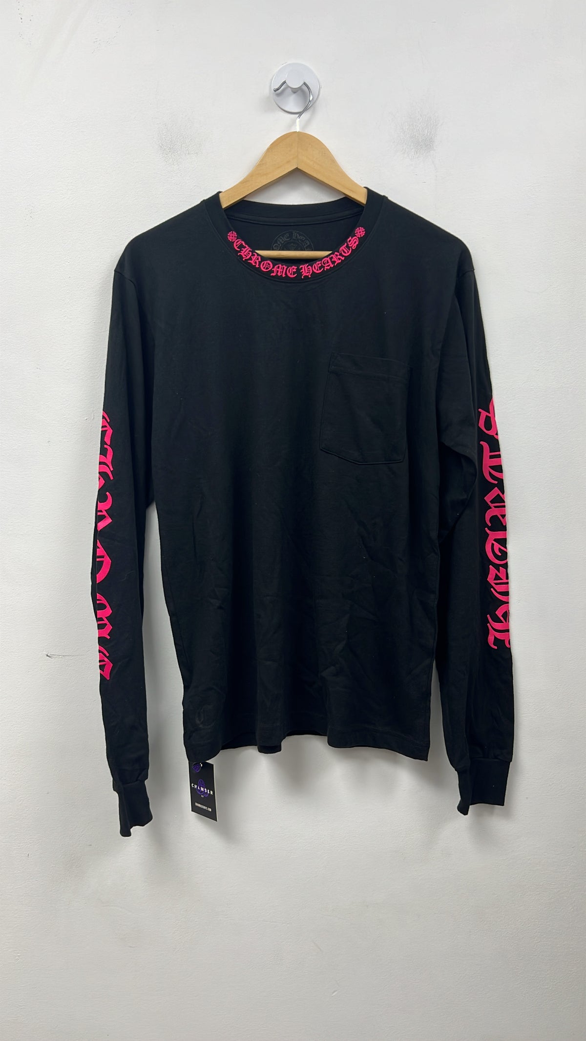 Chrome Hearts Black Pink Neck Logo Long Sleeve