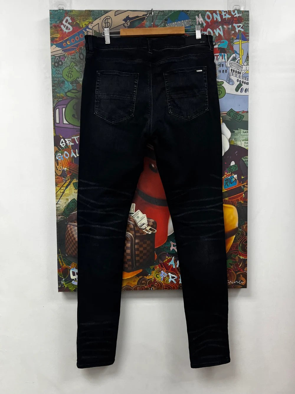 Amiri "MX1" Crackle Patch Black Wash & Pink Jeans