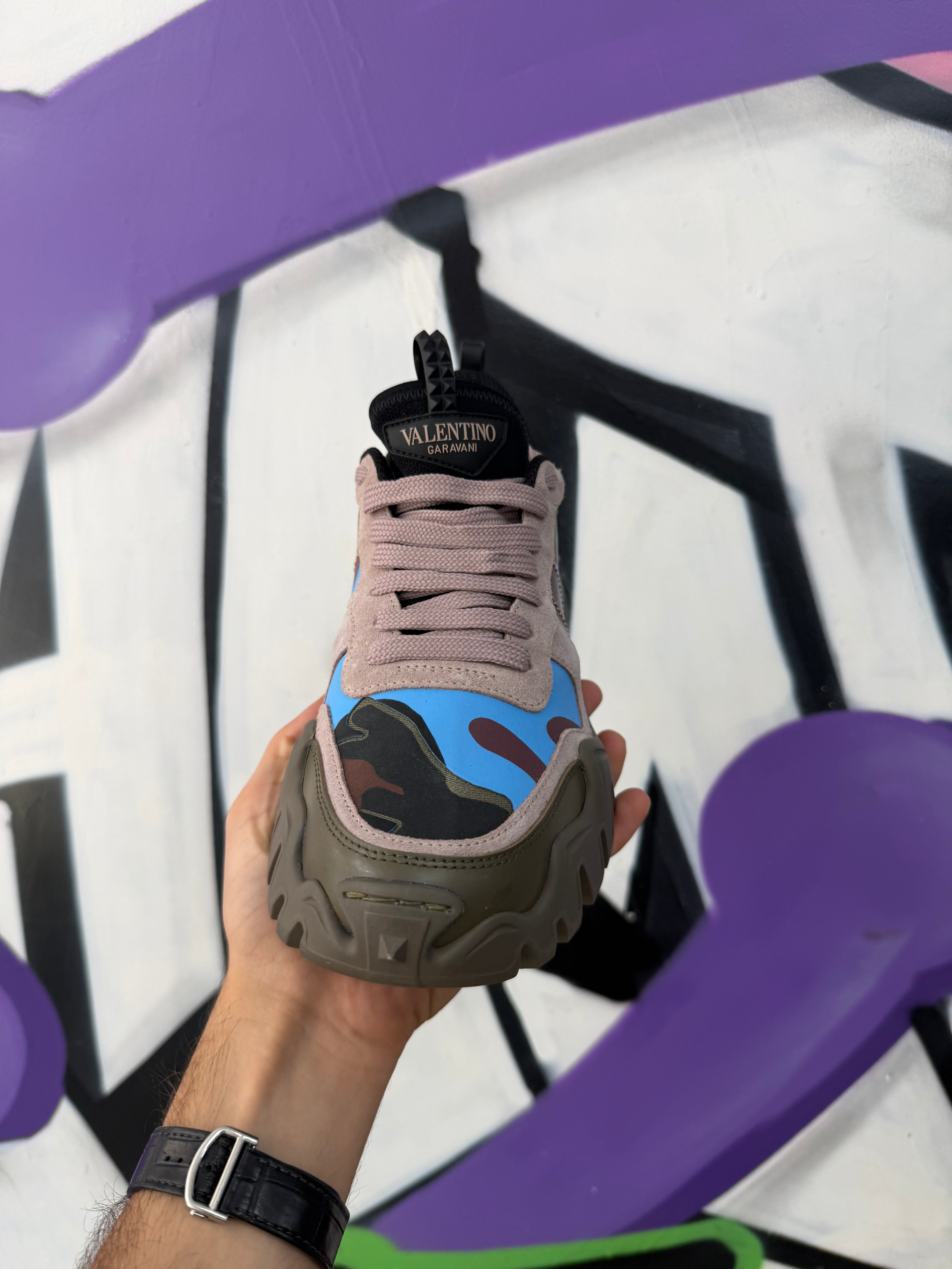Valentino Taupe Olive Blue Purple Rock Runner Sneakers