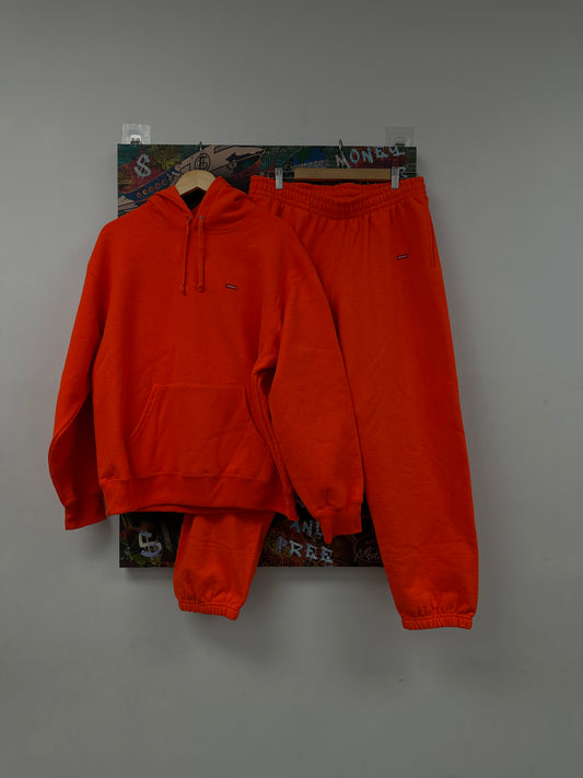 Supreme Small Box Logo Sweatsuit Orange New Large In Plastic