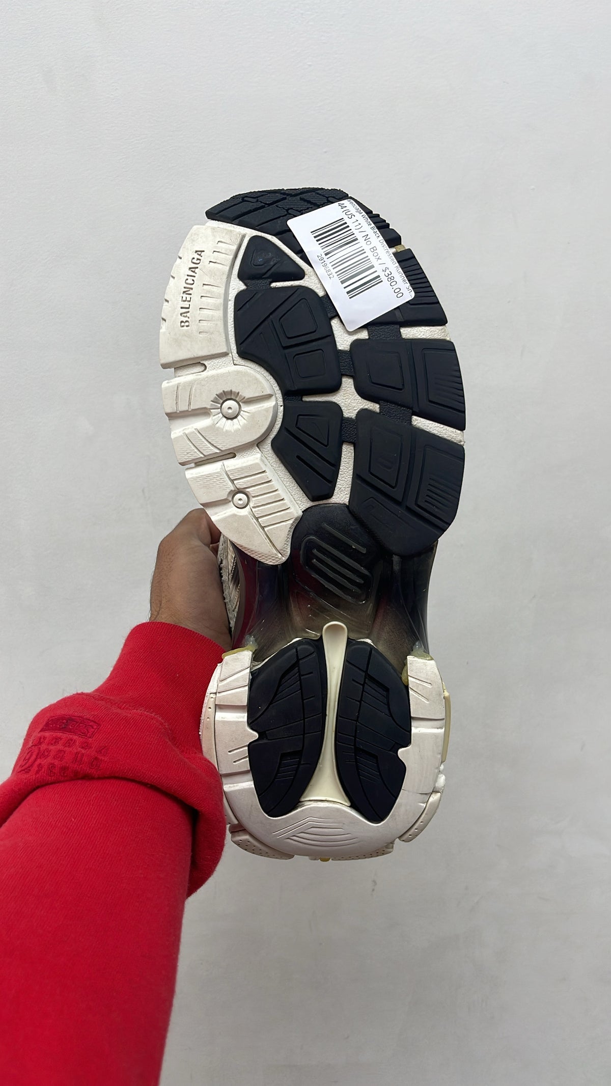 Balenciaga White Black Distressed Runner Sneakers