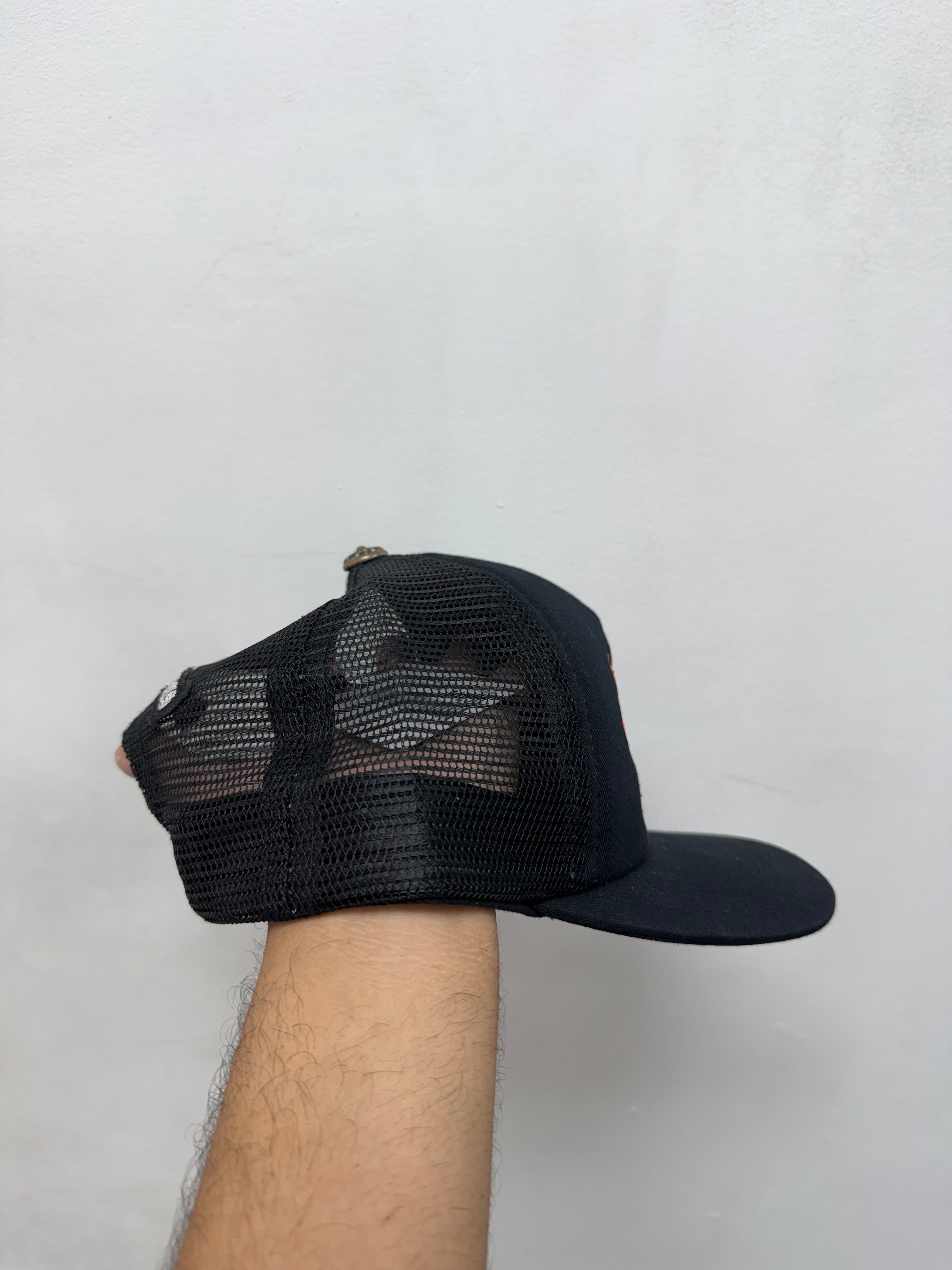 Chrome Hearts Black Orange Cemetery Trucker Hat