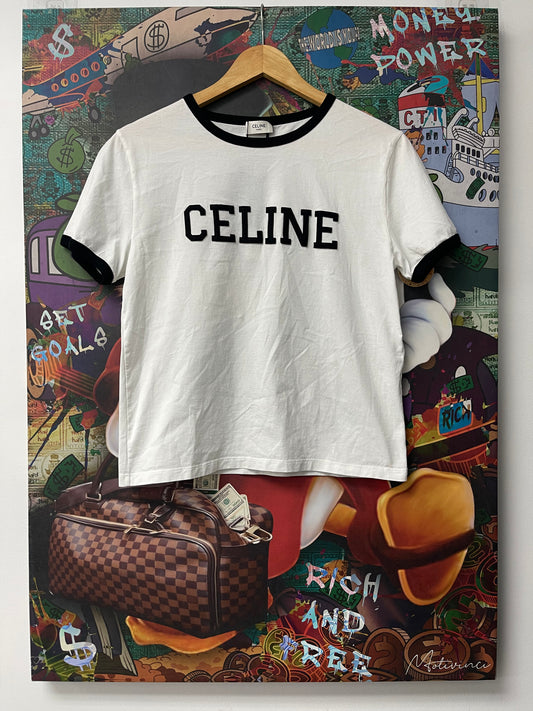 Celine Logo Black White Womens Tee