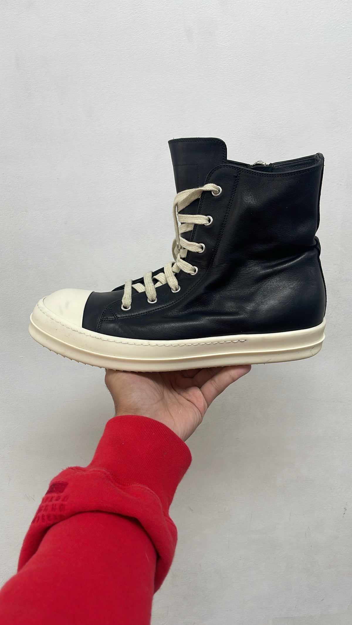 Rick Owens Black MIlk 'Mainline' Ramone High Sneakers
