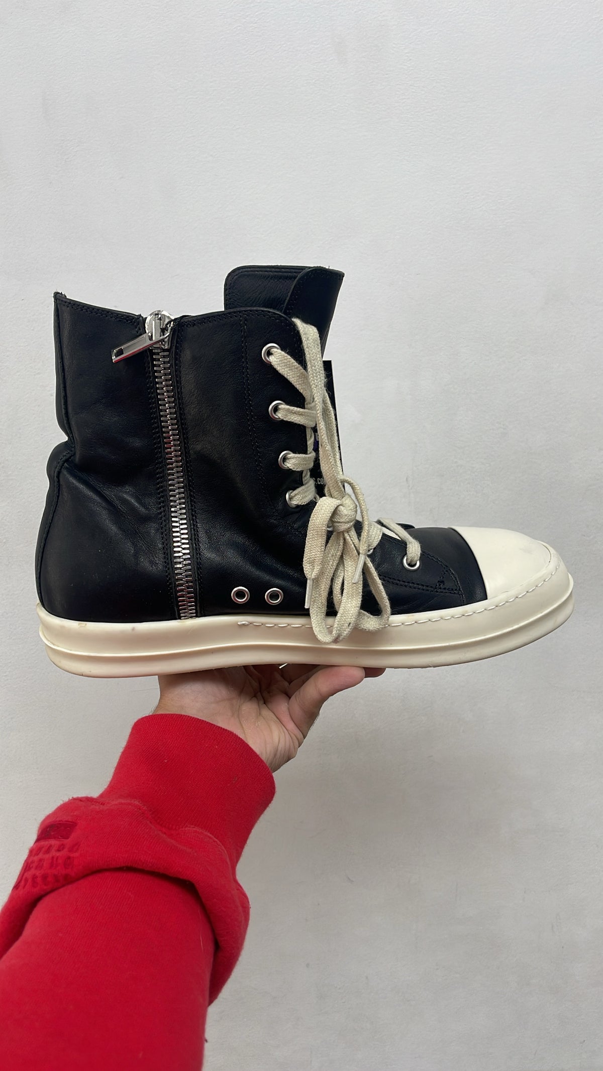 Rick Owens Black MIlk 'Mainline' Ramone High Sneakers