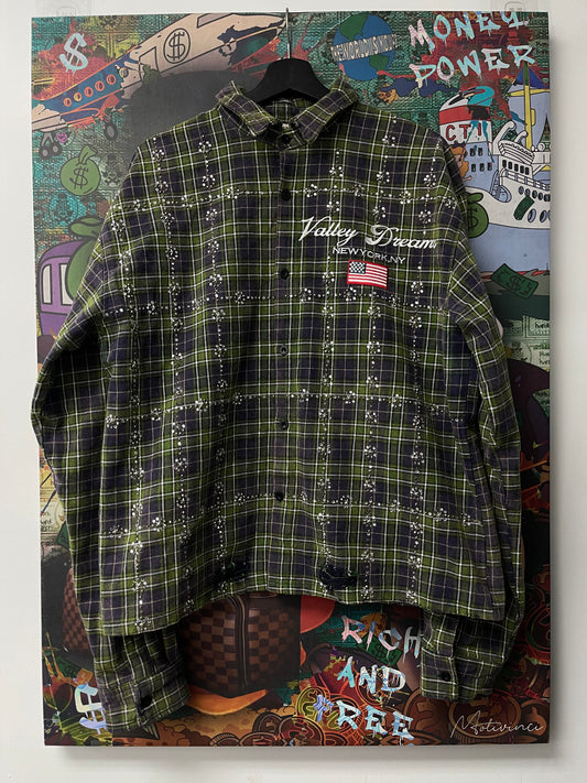 Vale Green Purple Rhinestone Flannel