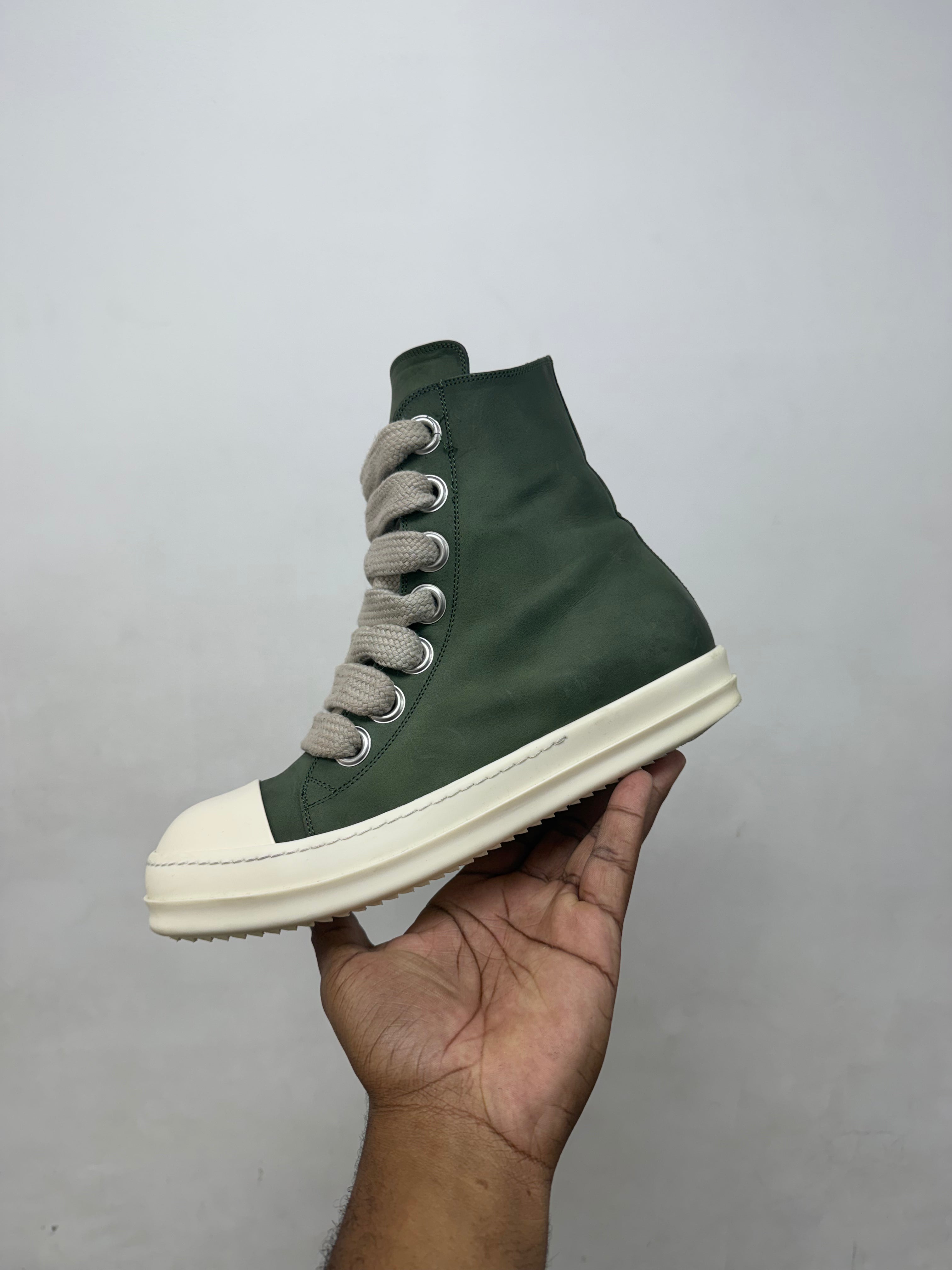Rick Owens Forest & Milk 'Mainline' Jumbo Lace Ramone High Sneakers