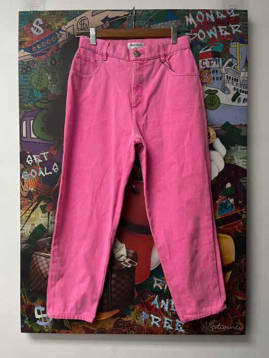 Chanel Pink Womens Pocket Sitched Logo (38) Jeans