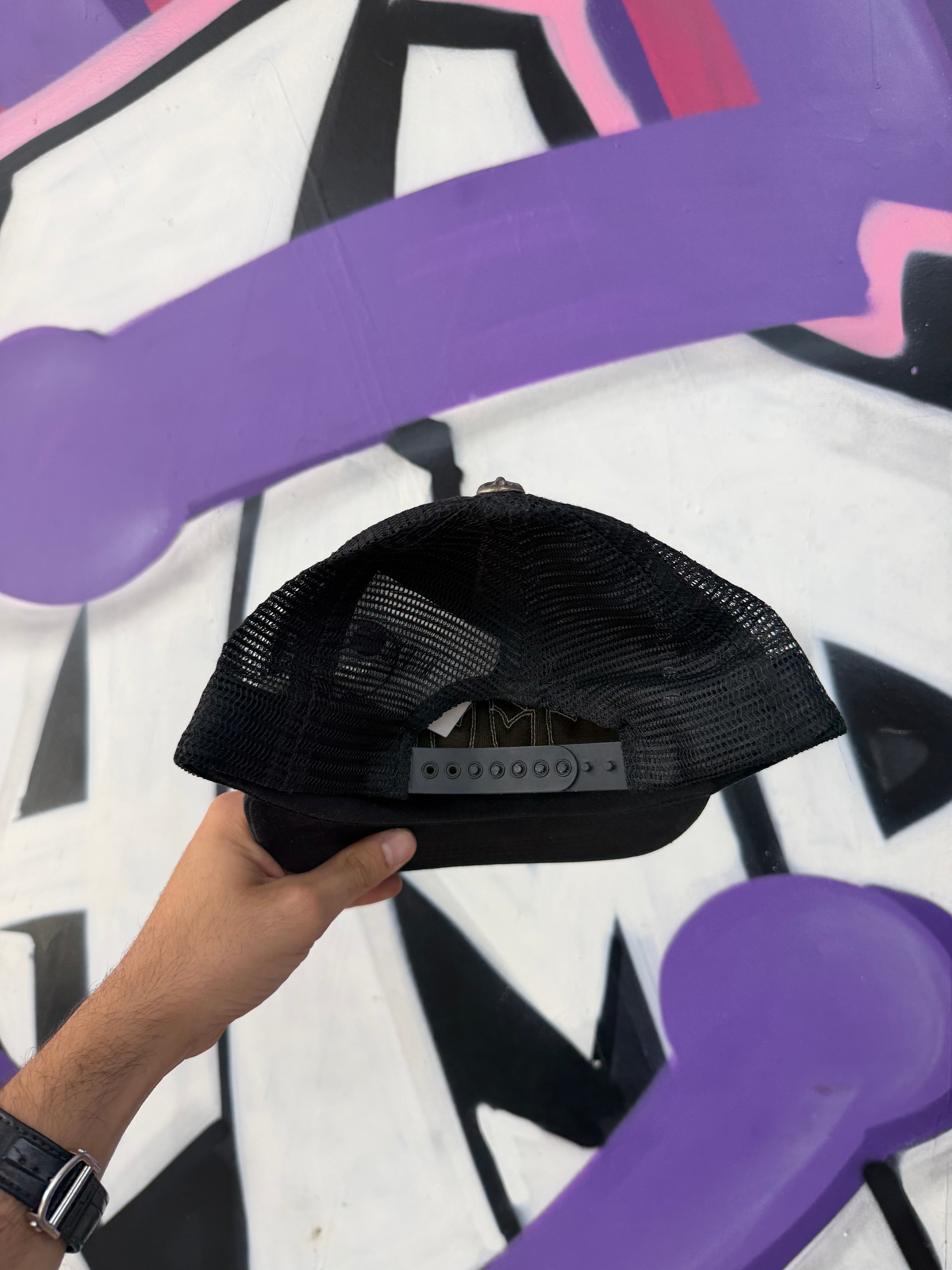 Chrome Hearts Black White Cemetery Trucker Hat