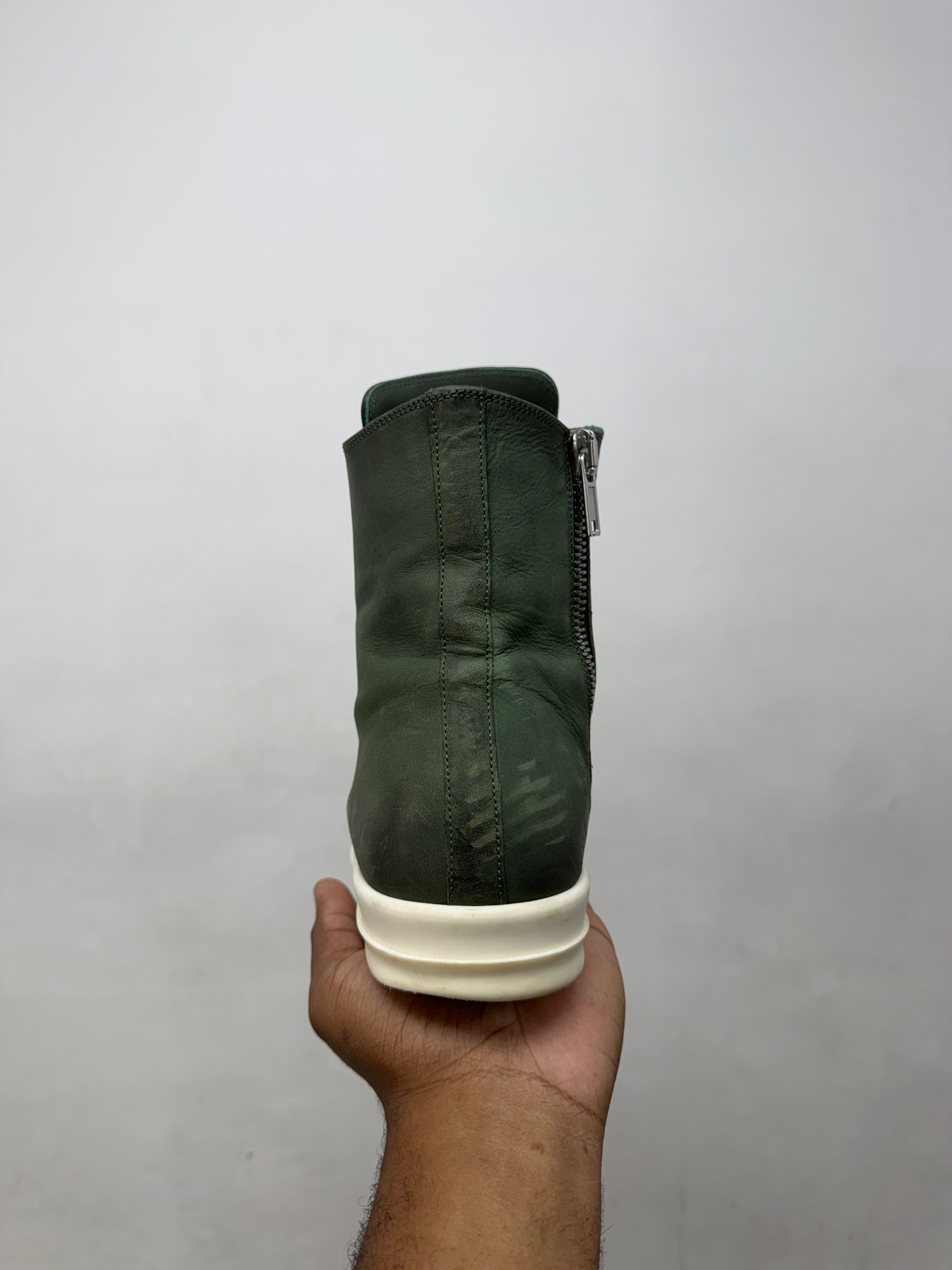 Rick Owens Forest & Milk 'Mainline' Jumbo Lace Ramone High Sneakers