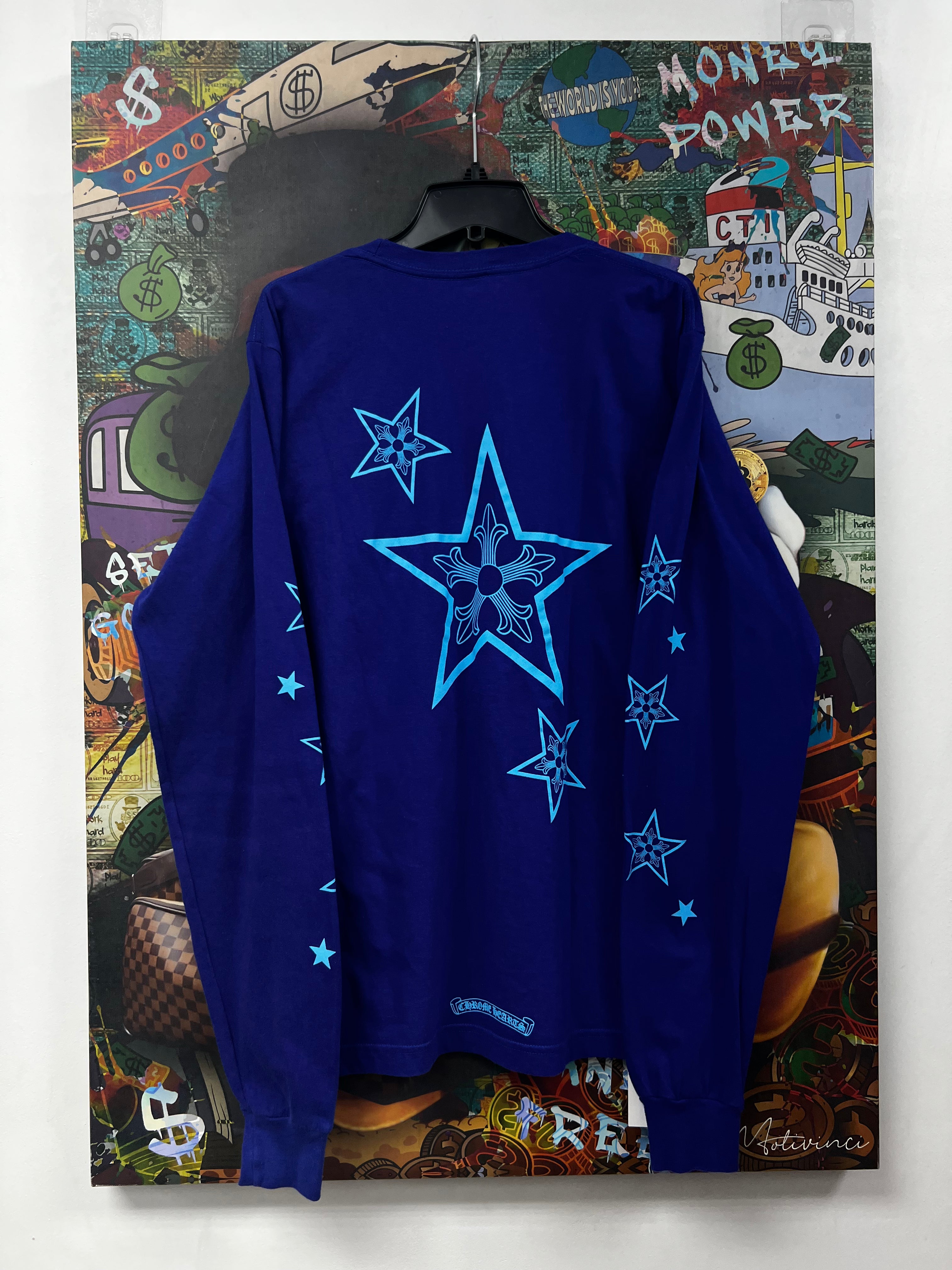 Chrome Hearts Navy Baby Blue Star Long Sleeve