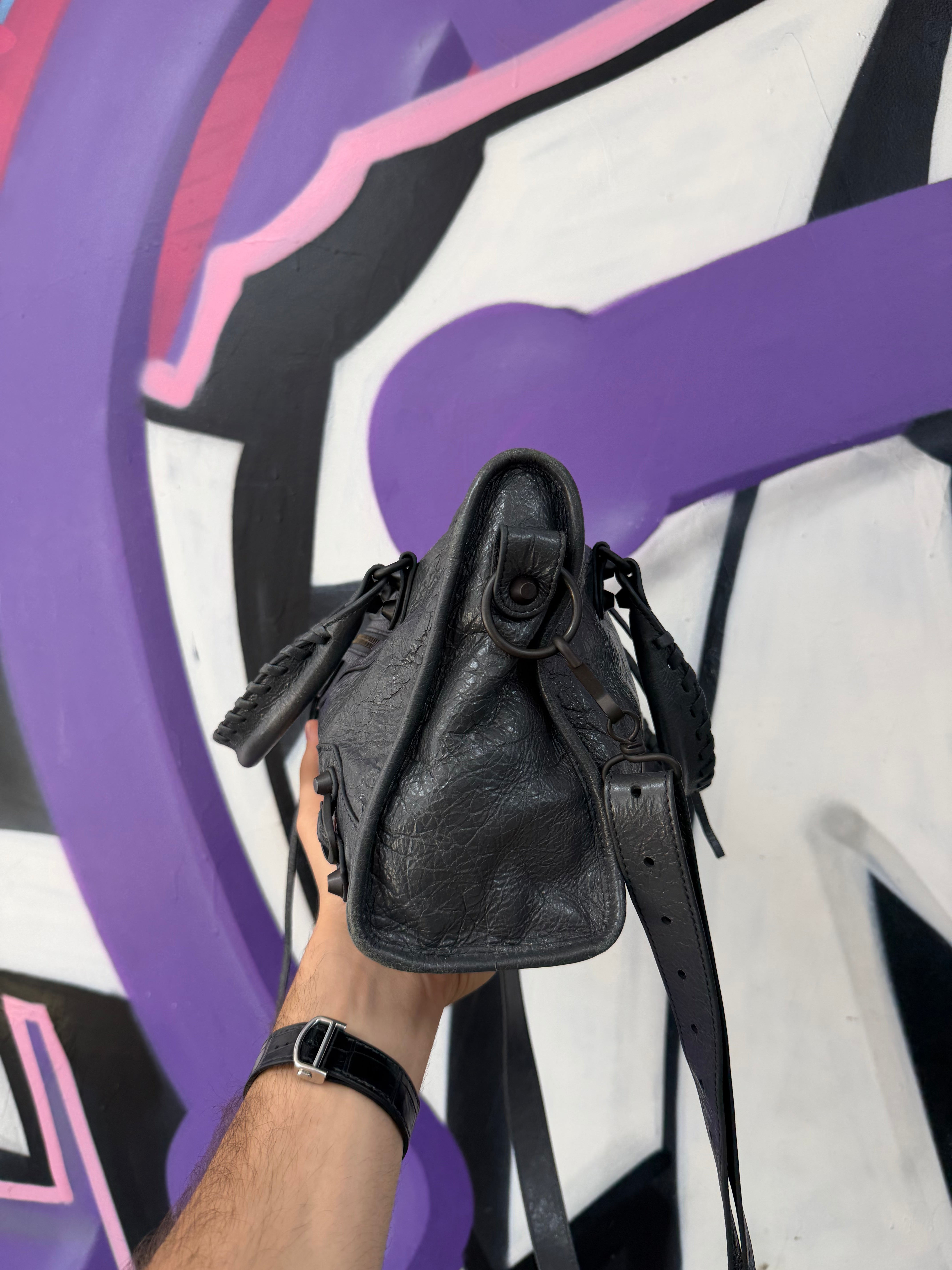Balenciaga Dark Grey Soft Leather City Bag