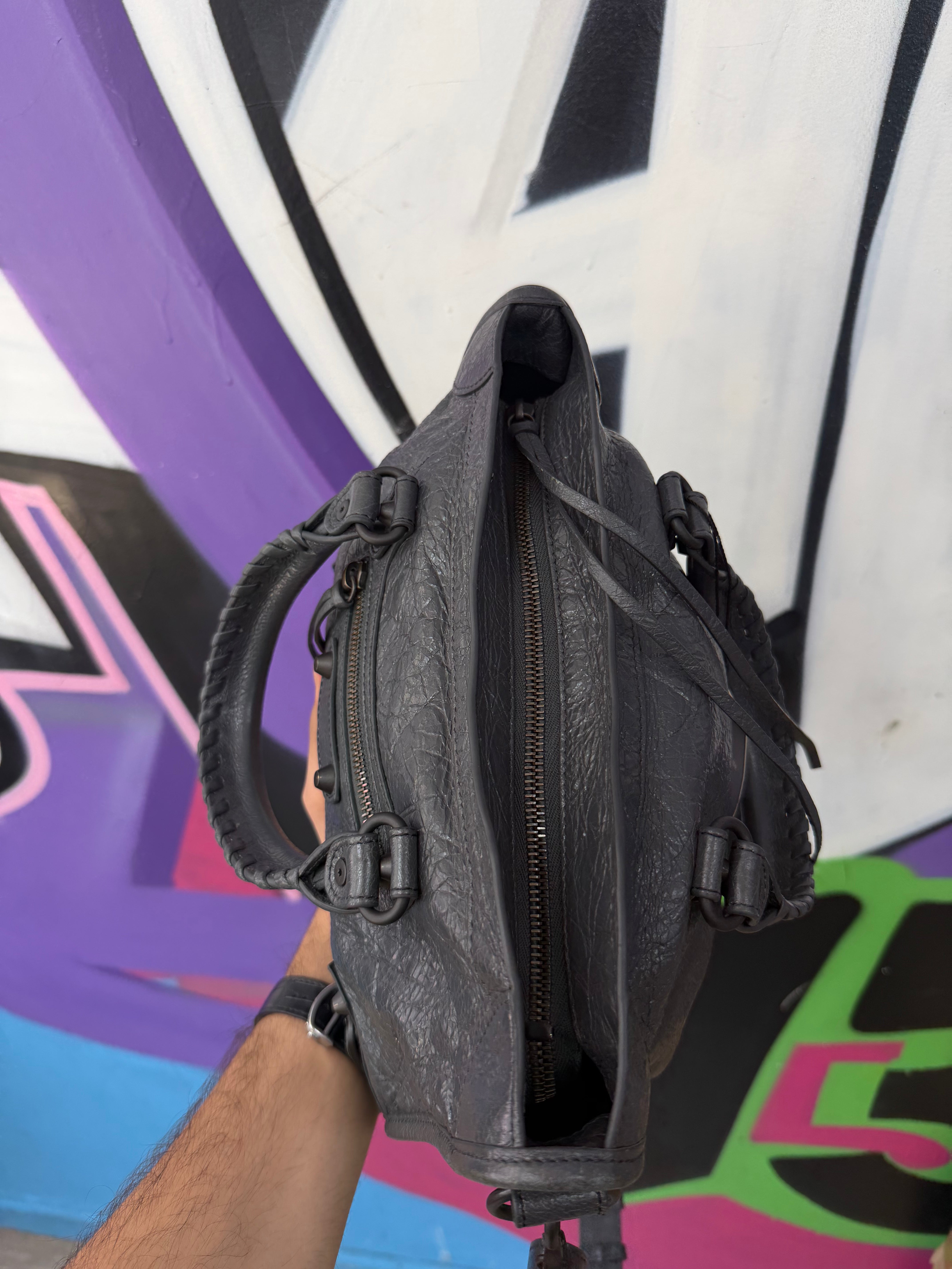 Balenciaga Dark Grey Soft Leather City Bag