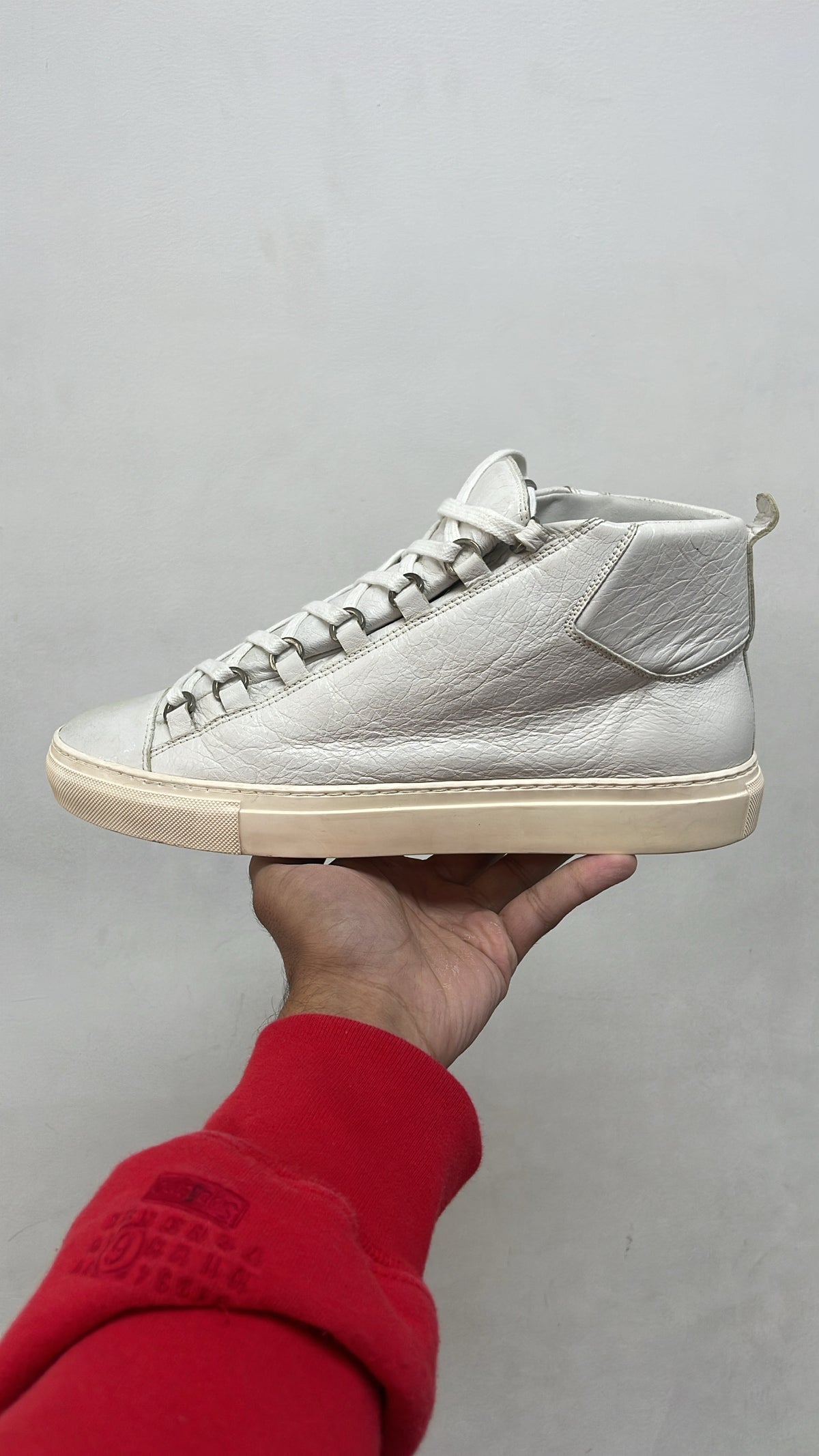 Balenciaga White Cream Arena Sneakers