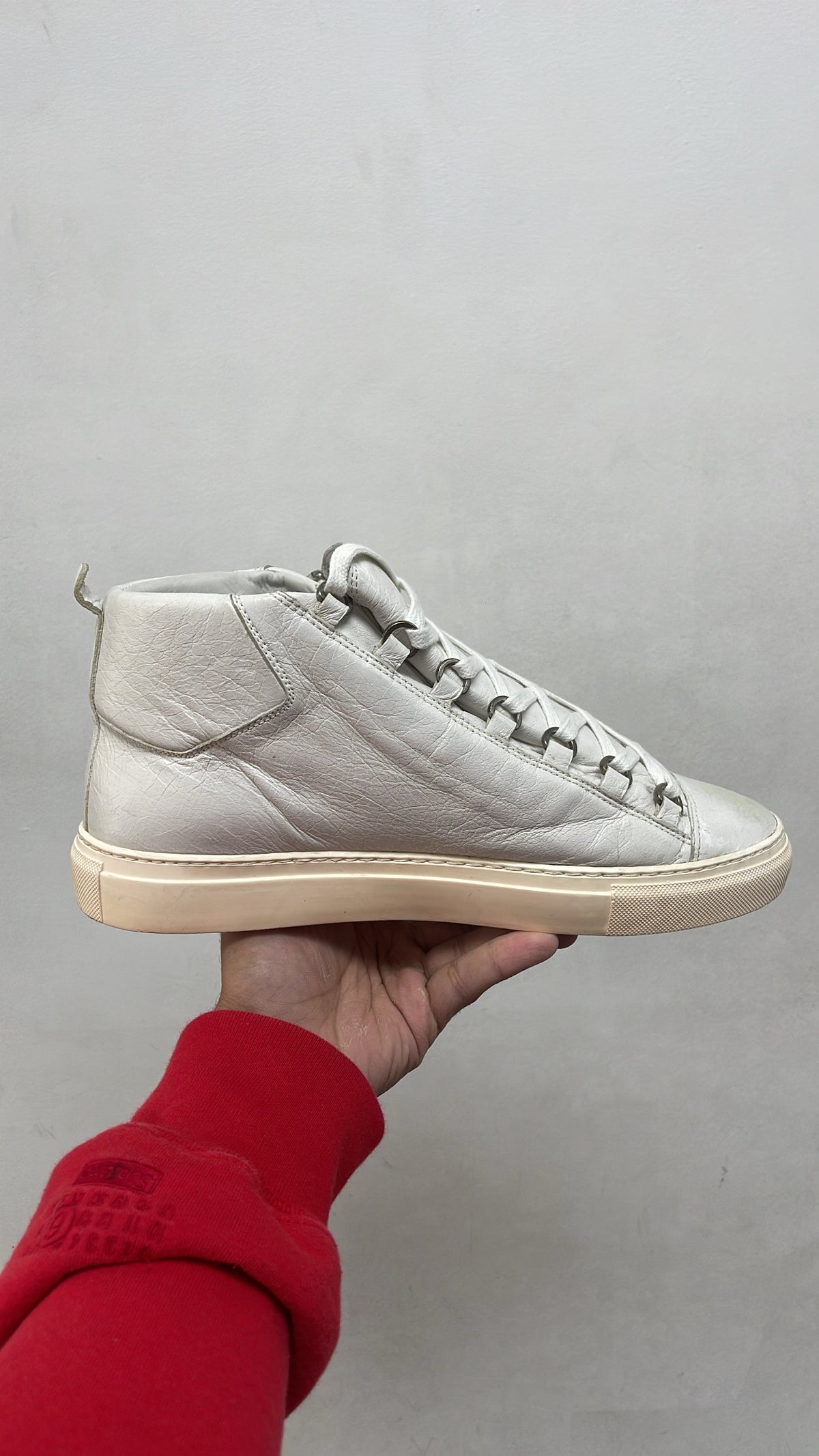 Balenciaga White Cream Arena Sneakers
