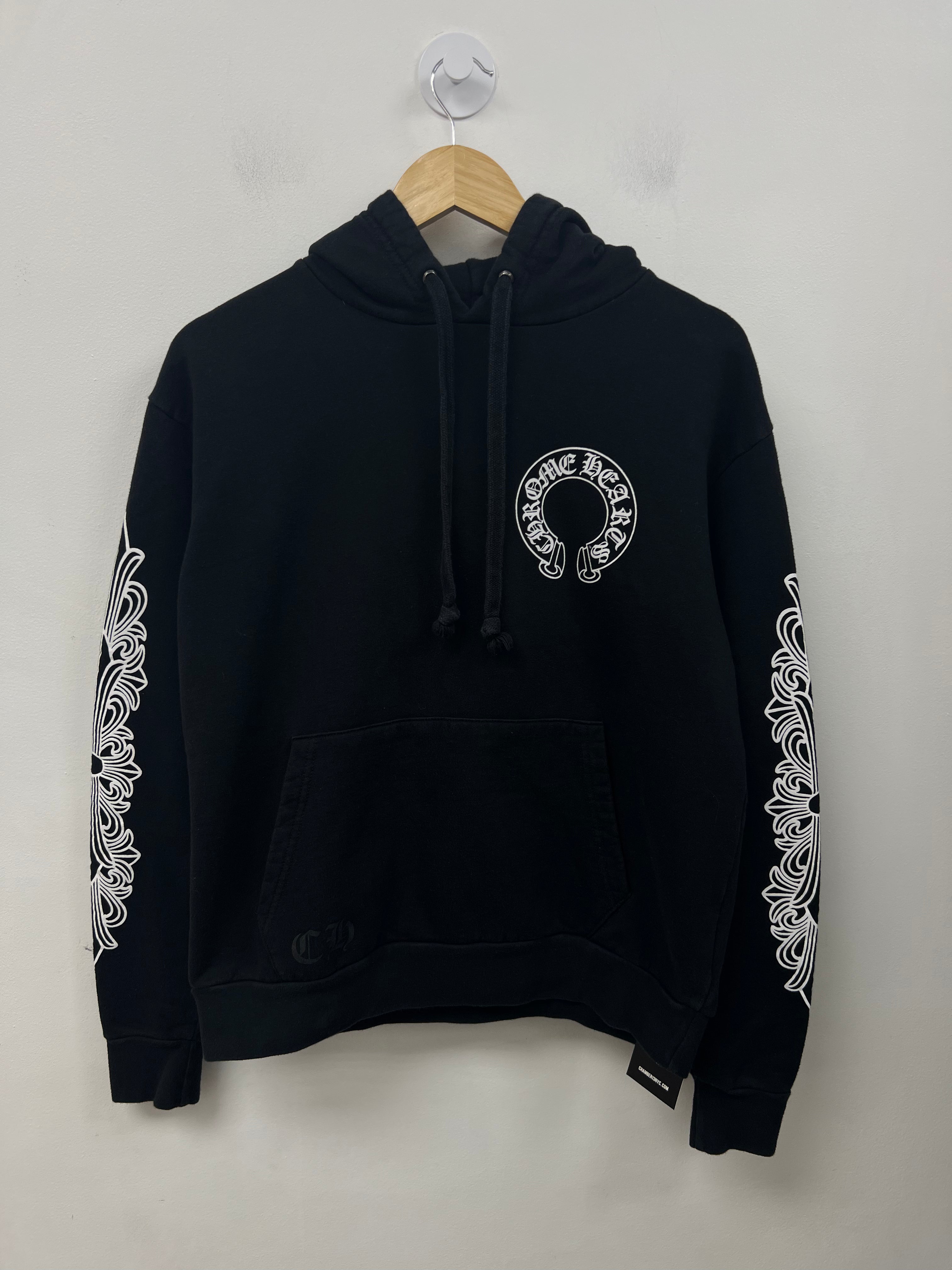 Chrome Hearts Black White Floral Horseshoe Hoodie