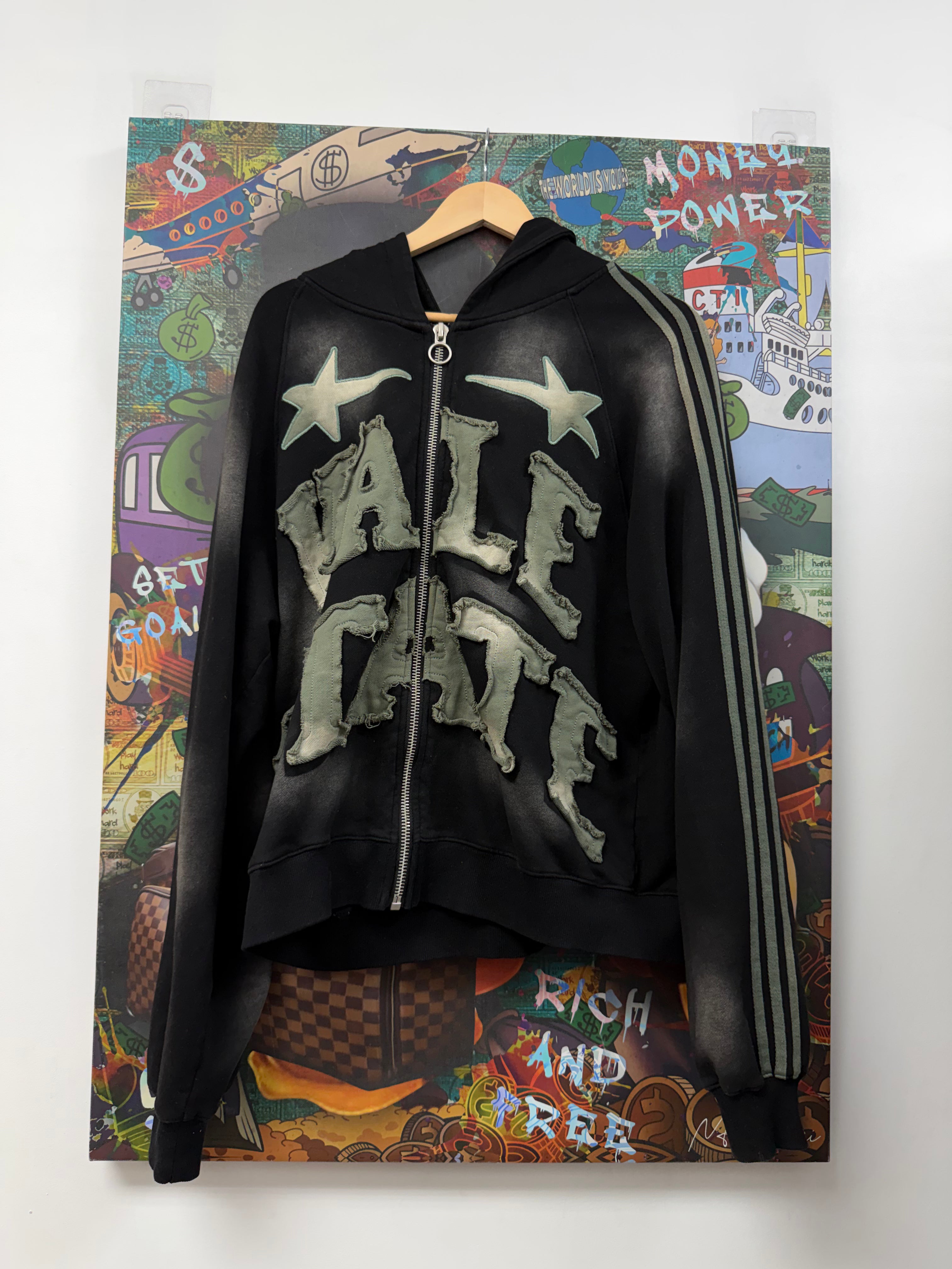 Vale Black Green Zip Up Hoodie