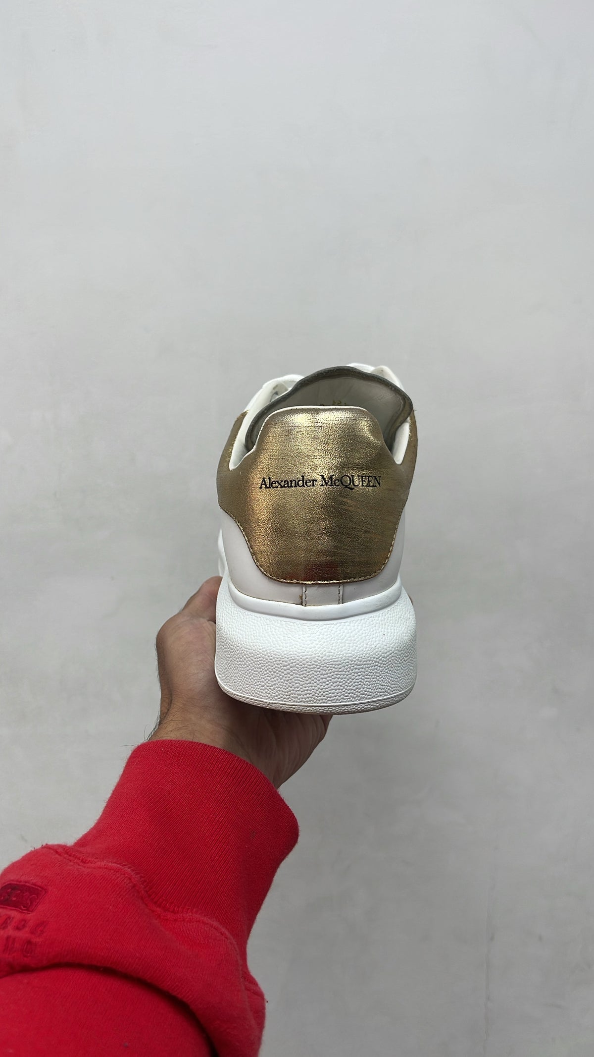 Alexander Mcqueen White Gold Sneakers
