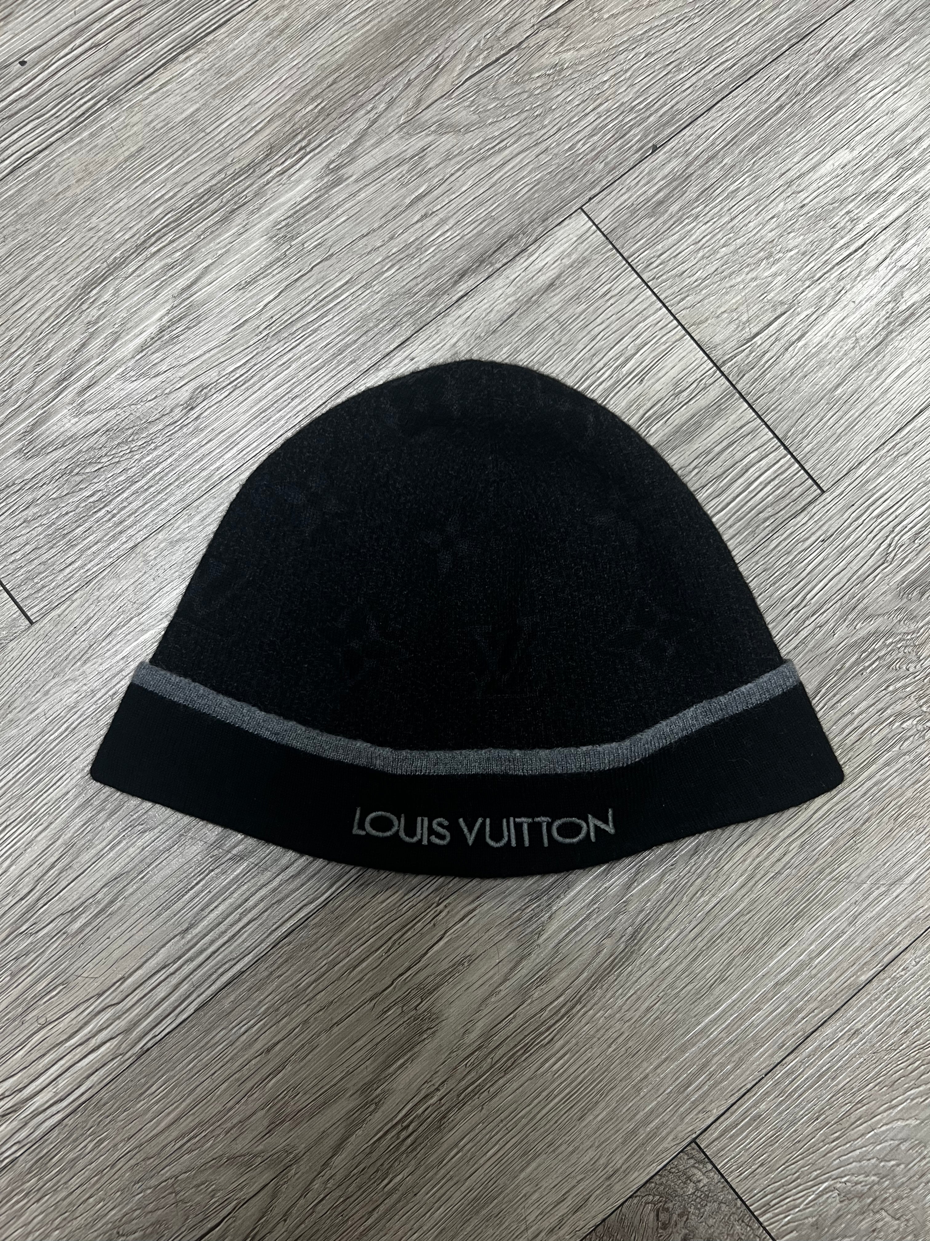 Louis Vuitton Black Monogram (Shrunk) Beanie
