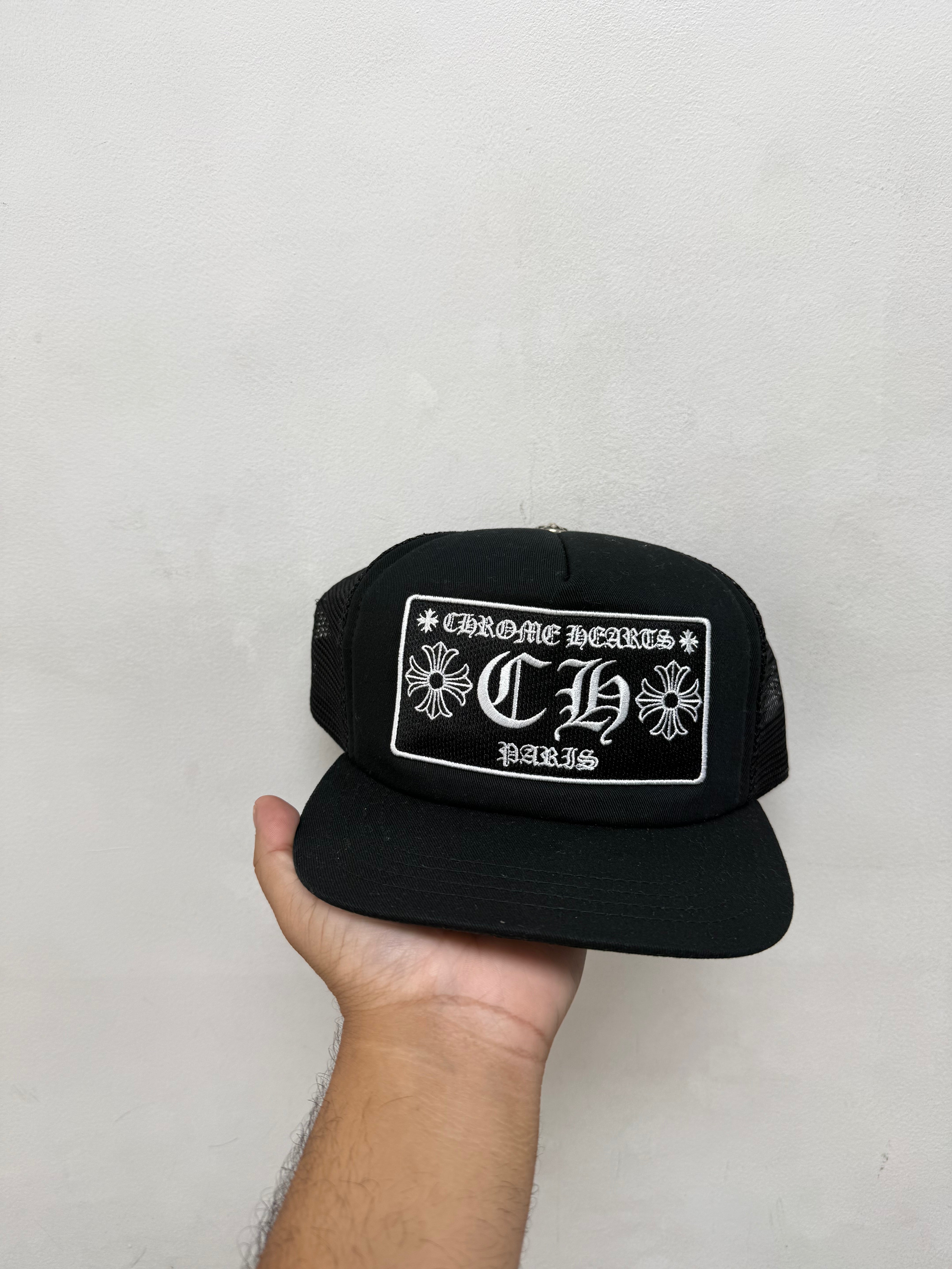 Chrome Hearts Black CH Paris Trucker Hat