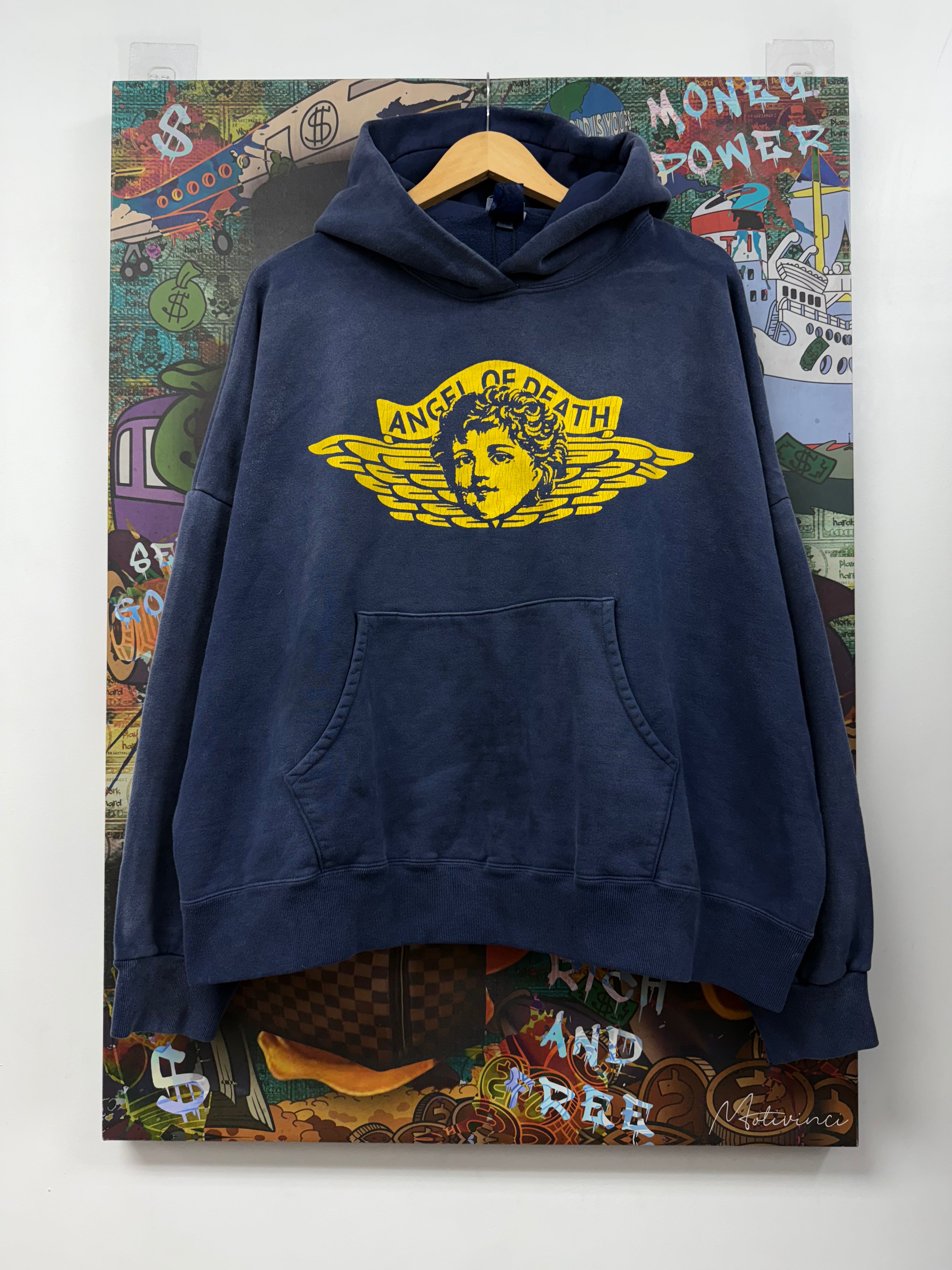 Saint Michael Navy Yellow Angel Hoodie