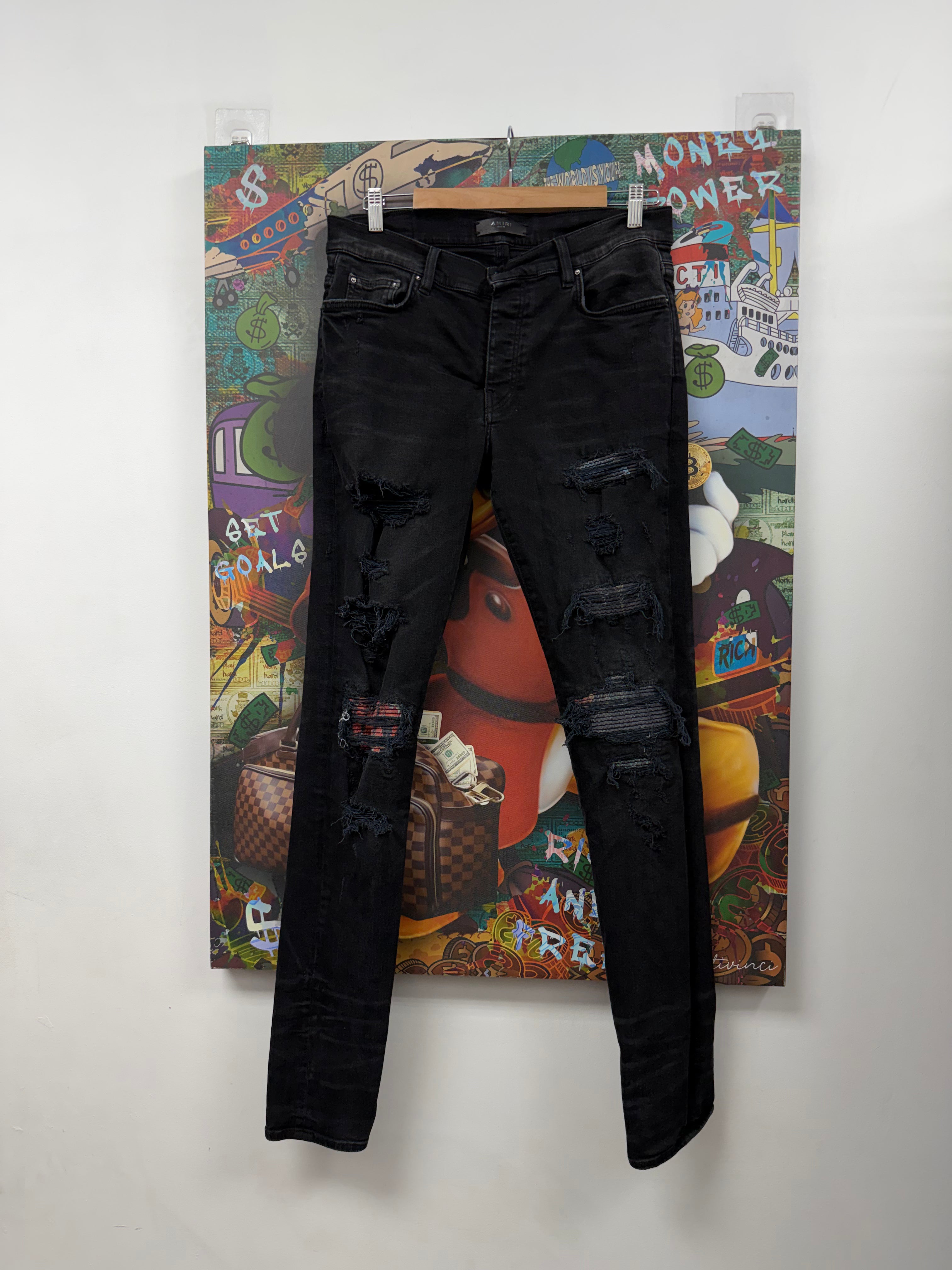 Amiri MX1 Black Watercolor Patch Jeans