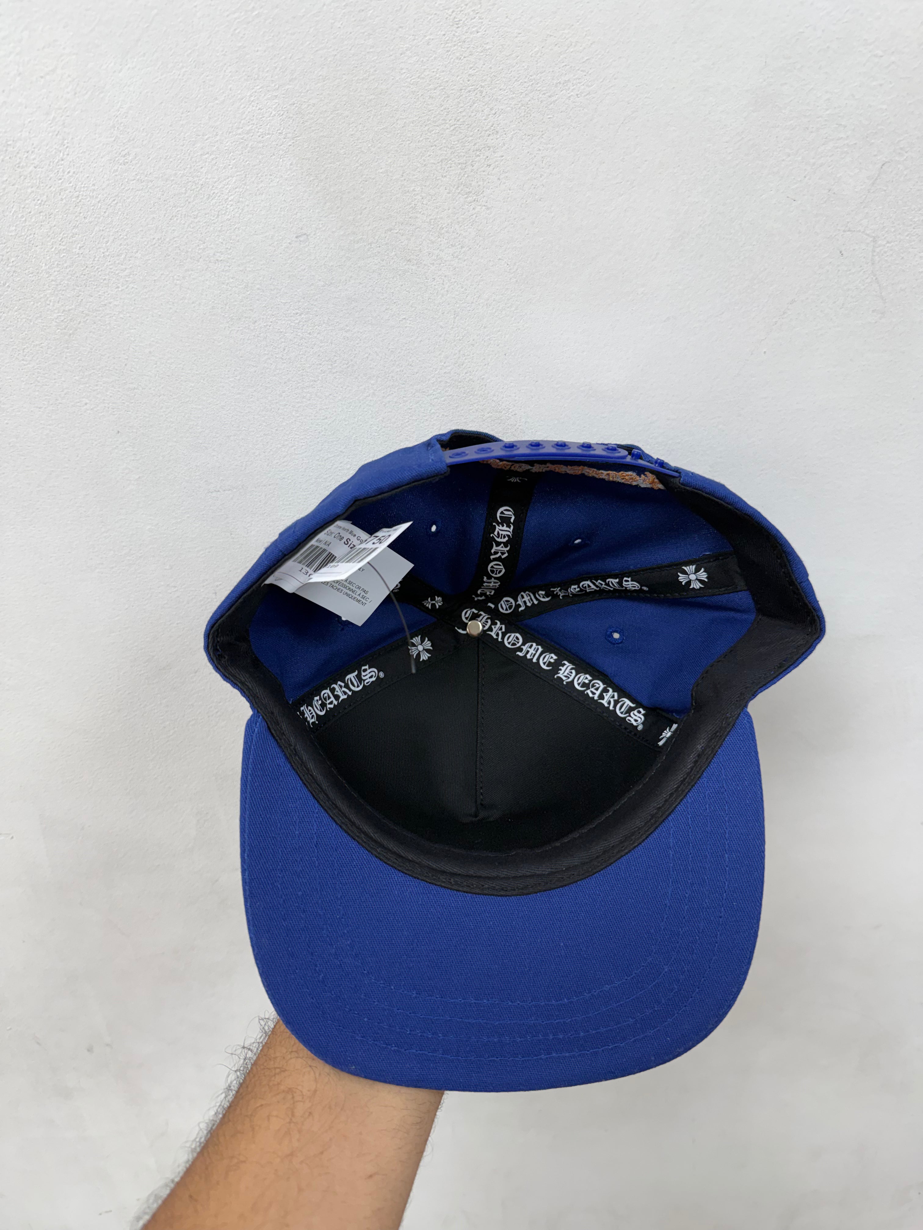 Chrome Hearts Blue Gold CH Baseball Trucker Hat