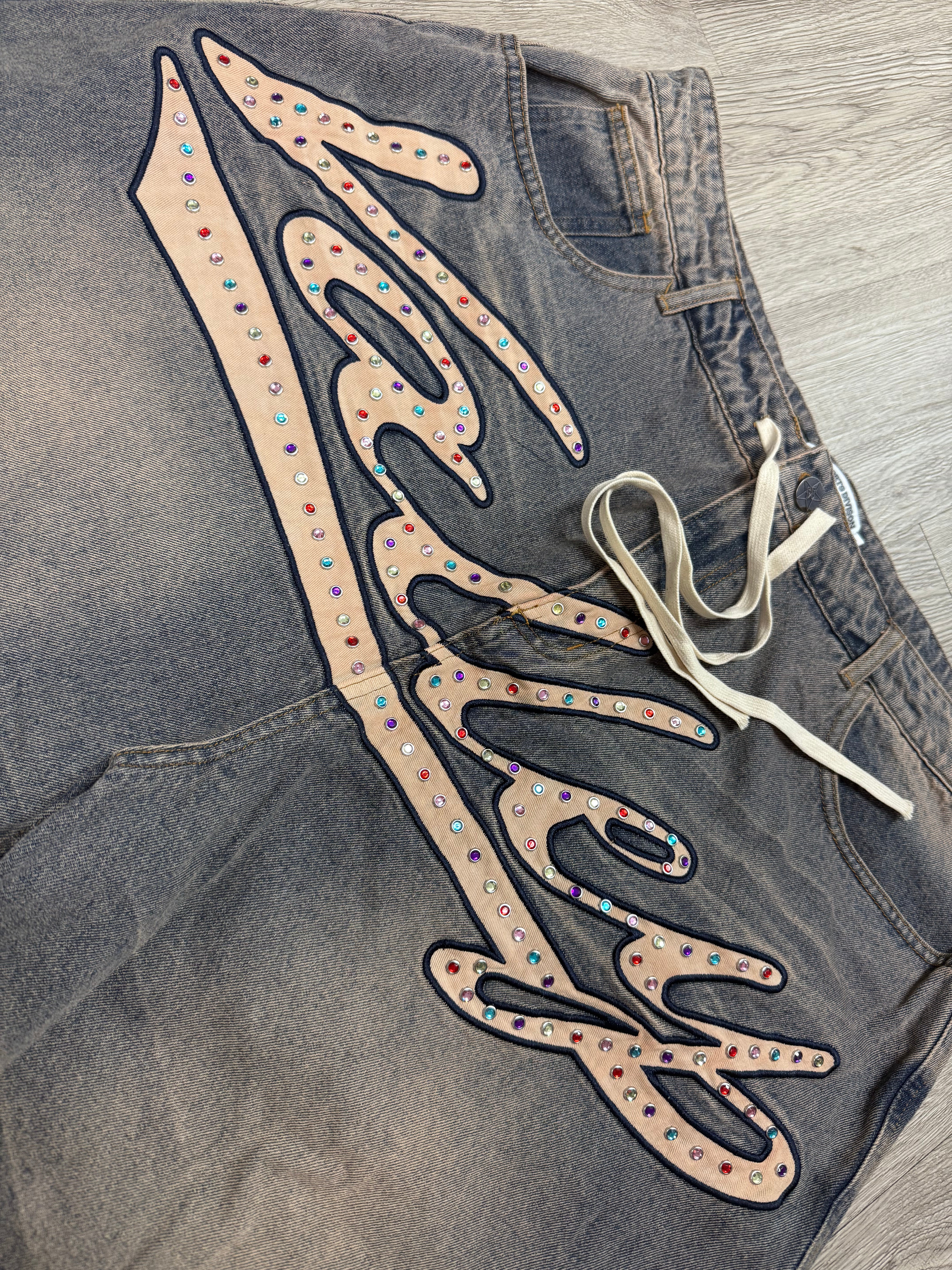VALE Grey Skittles Jean Shorts