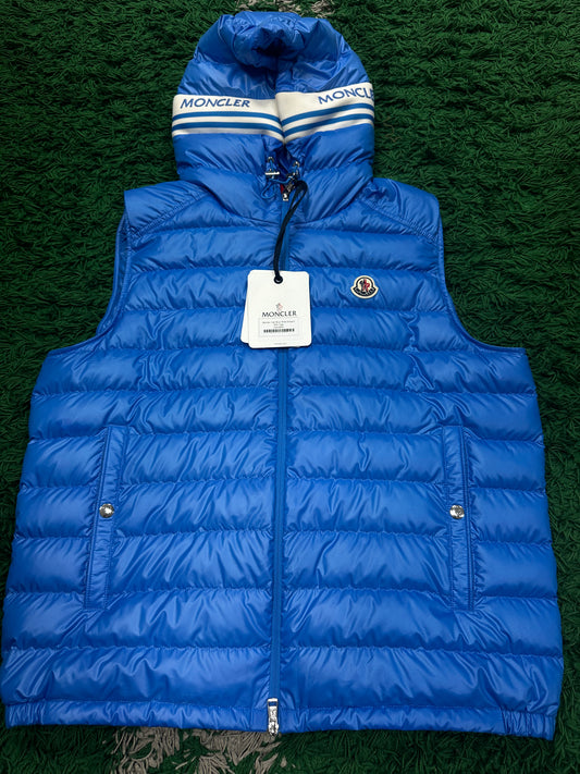 Moncler Vest Blue White Stripe New 5 With Tags