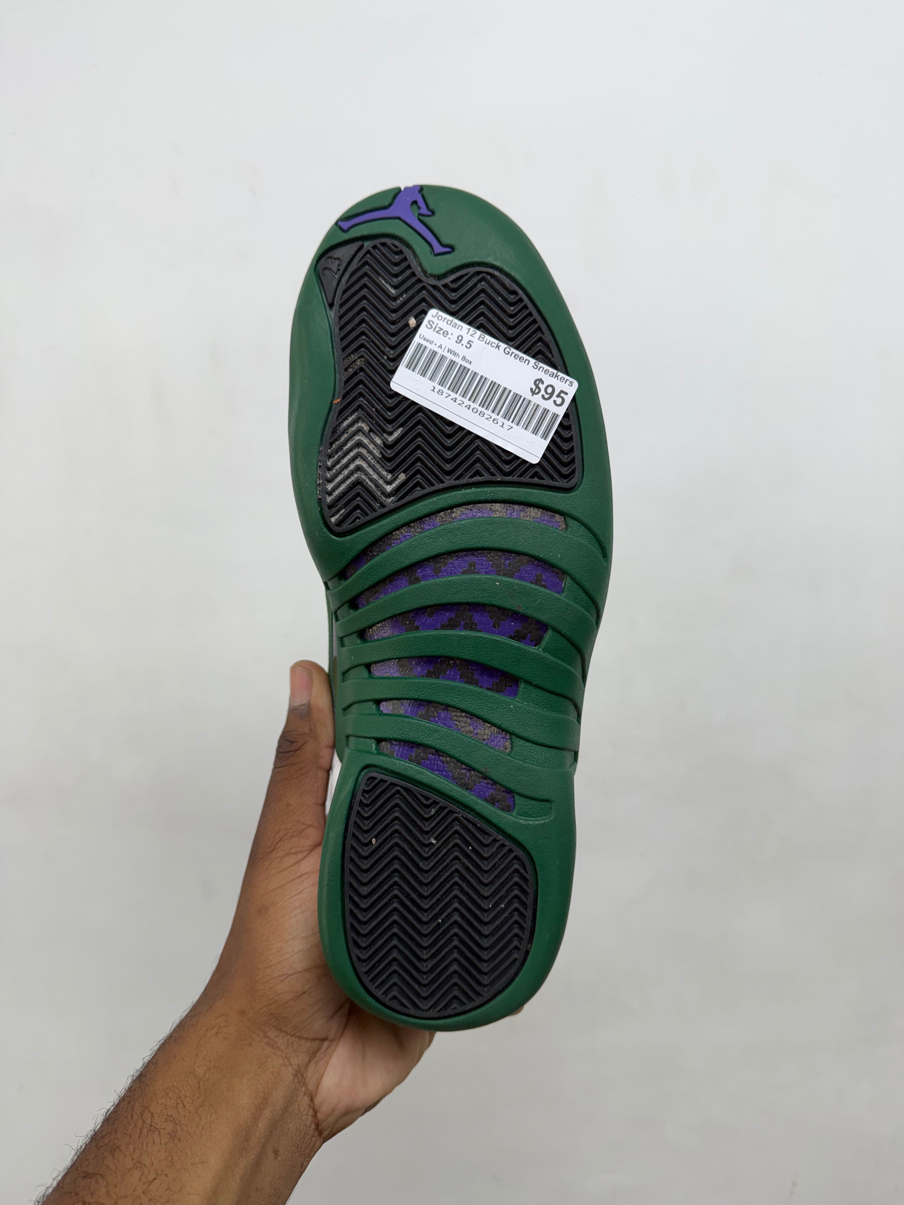 Jordan 12 Buck Green Sneakers