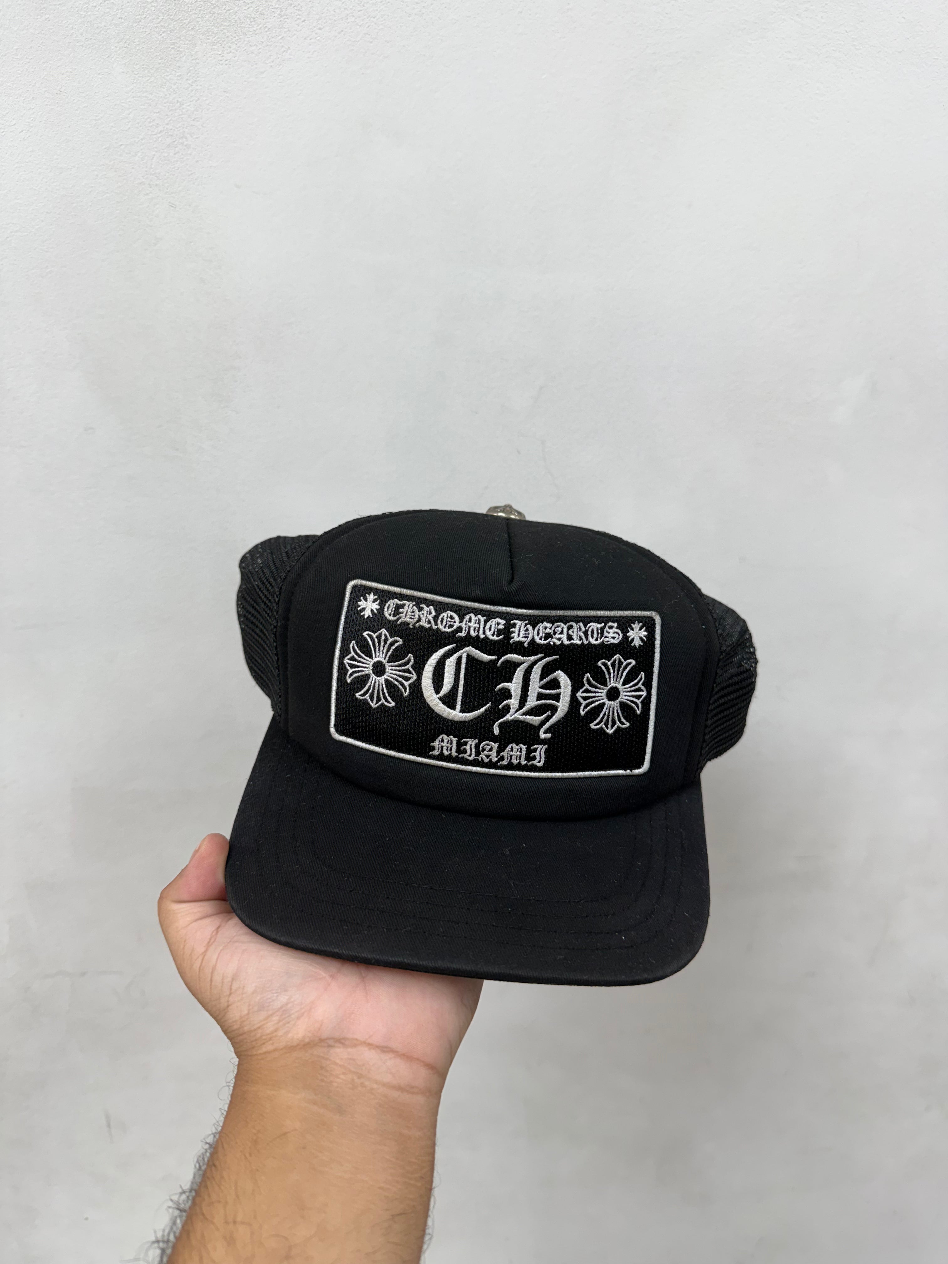 Chrome Hearts Black CH Miami Trucker Hat