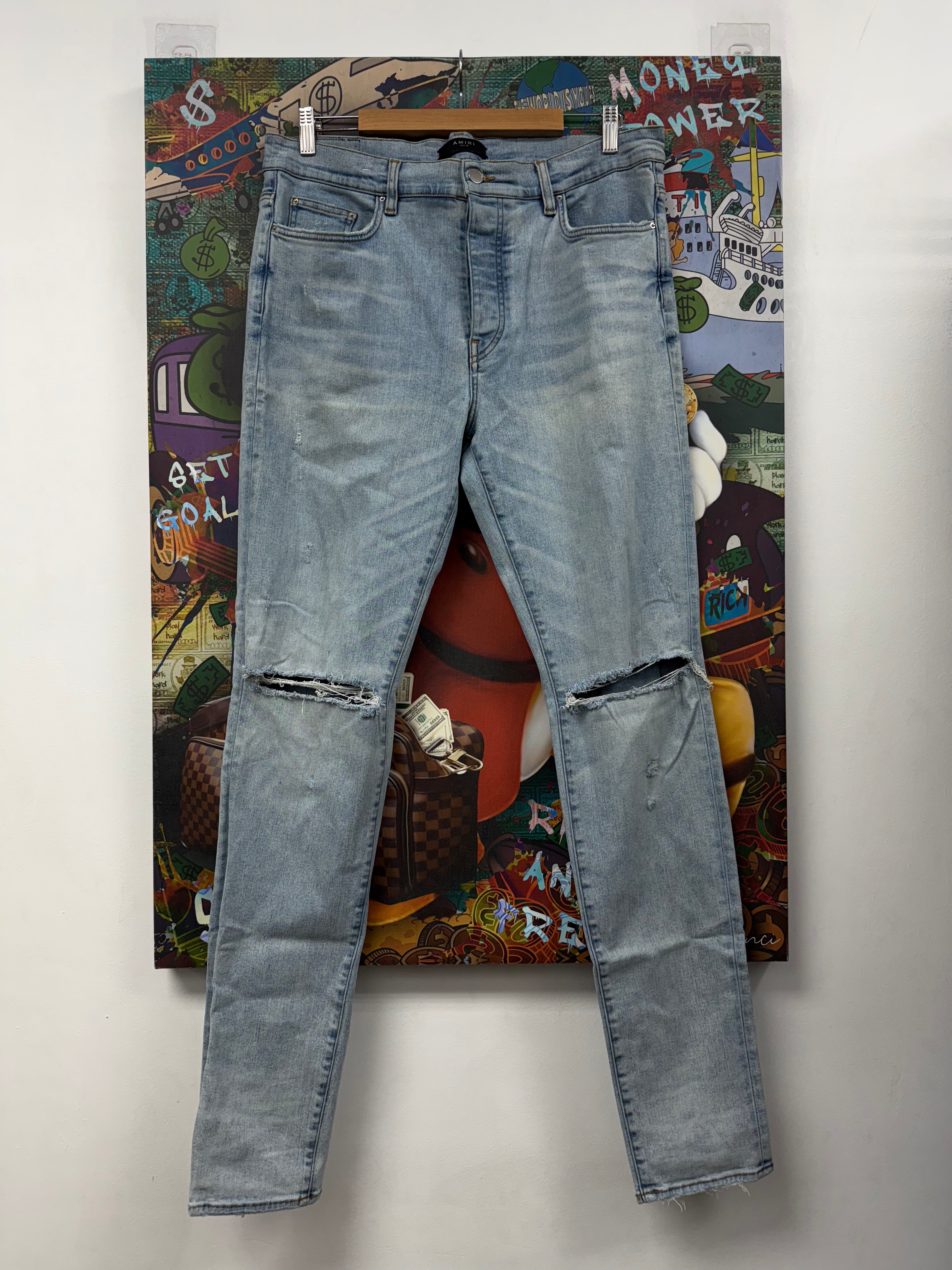 Amiri Light Wash Plain Thrasher Jeans