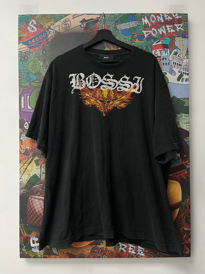 Bossi Flames Skull Rhinestone Tee