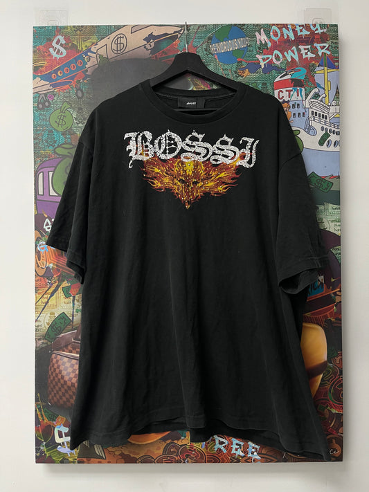 Bossi Flames Skull Rhinestone Tee