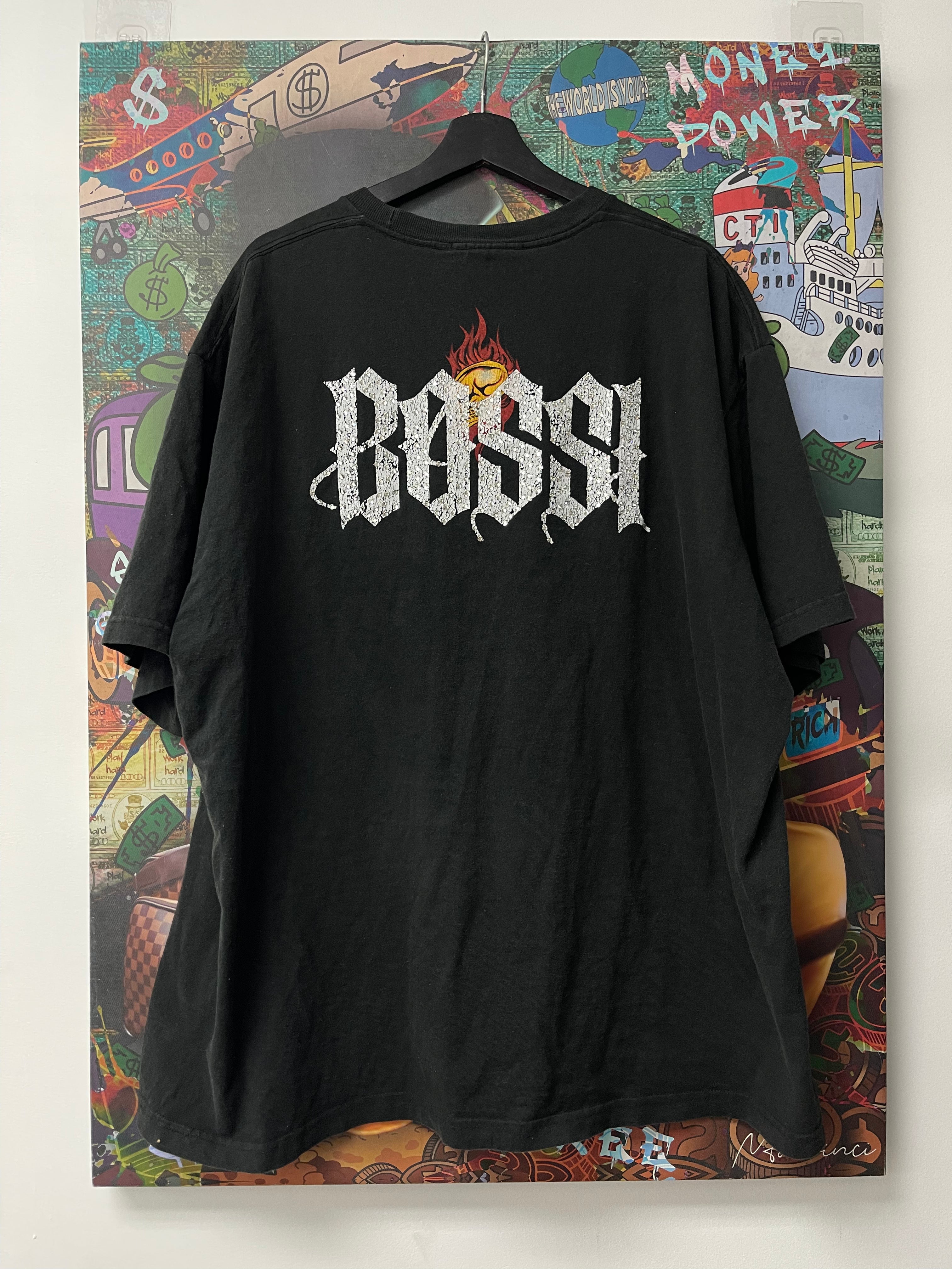 Bossi Flames Skull Rhinestone Tee