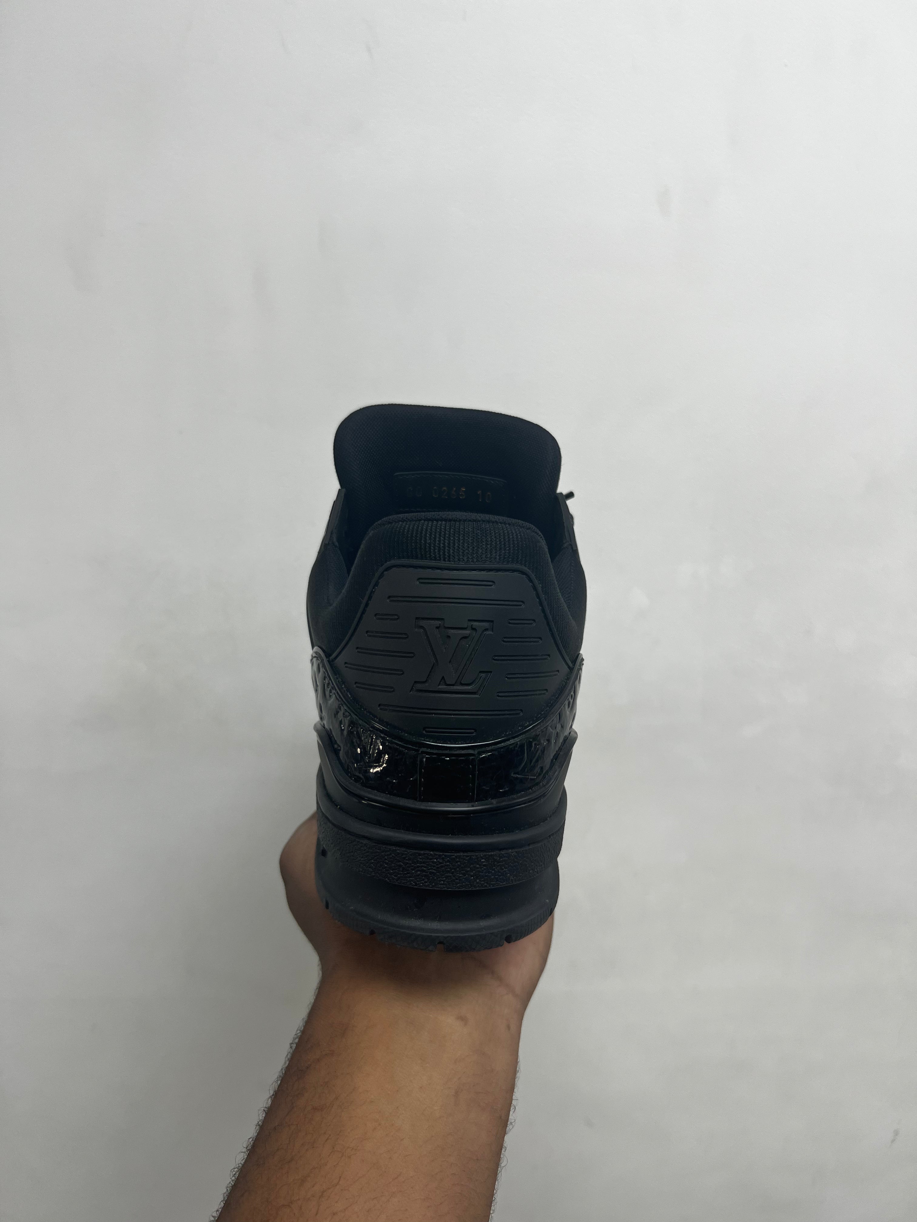 Louis Vuitton Black Patent Leather Monogram Trainer Sneakers