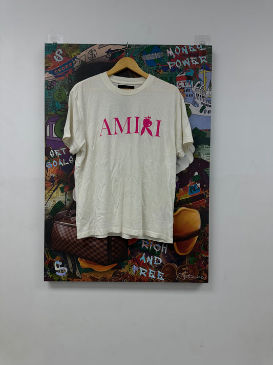 Amiri Playboy Tee Cream Hot Pink Used Small